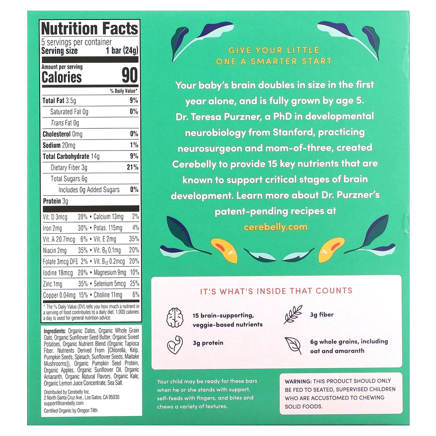 Cerebelly Organic Toddler Bars for Brain Development - 5 Bars - Image 2