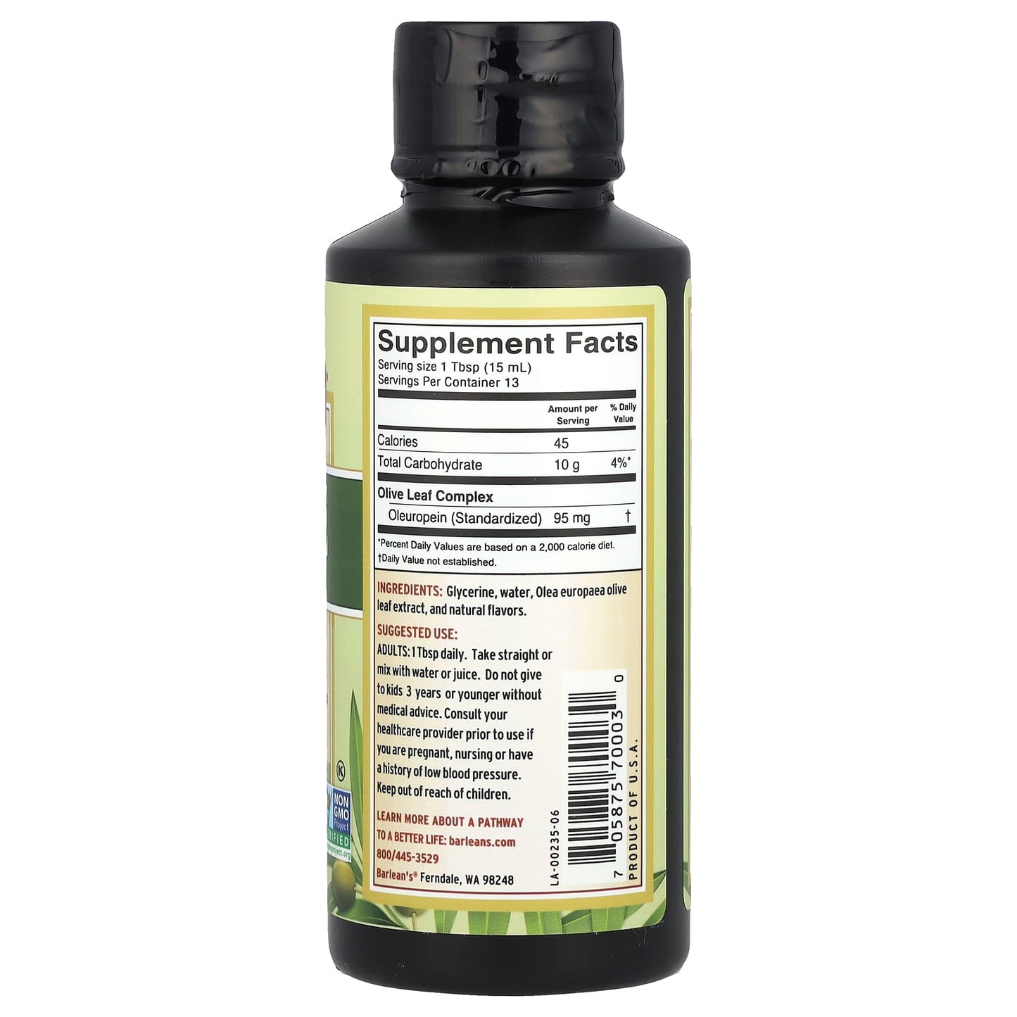 Boost Immunity with Barlean's Olive Leaf Complex, 95mg, 8oz - Image 2
