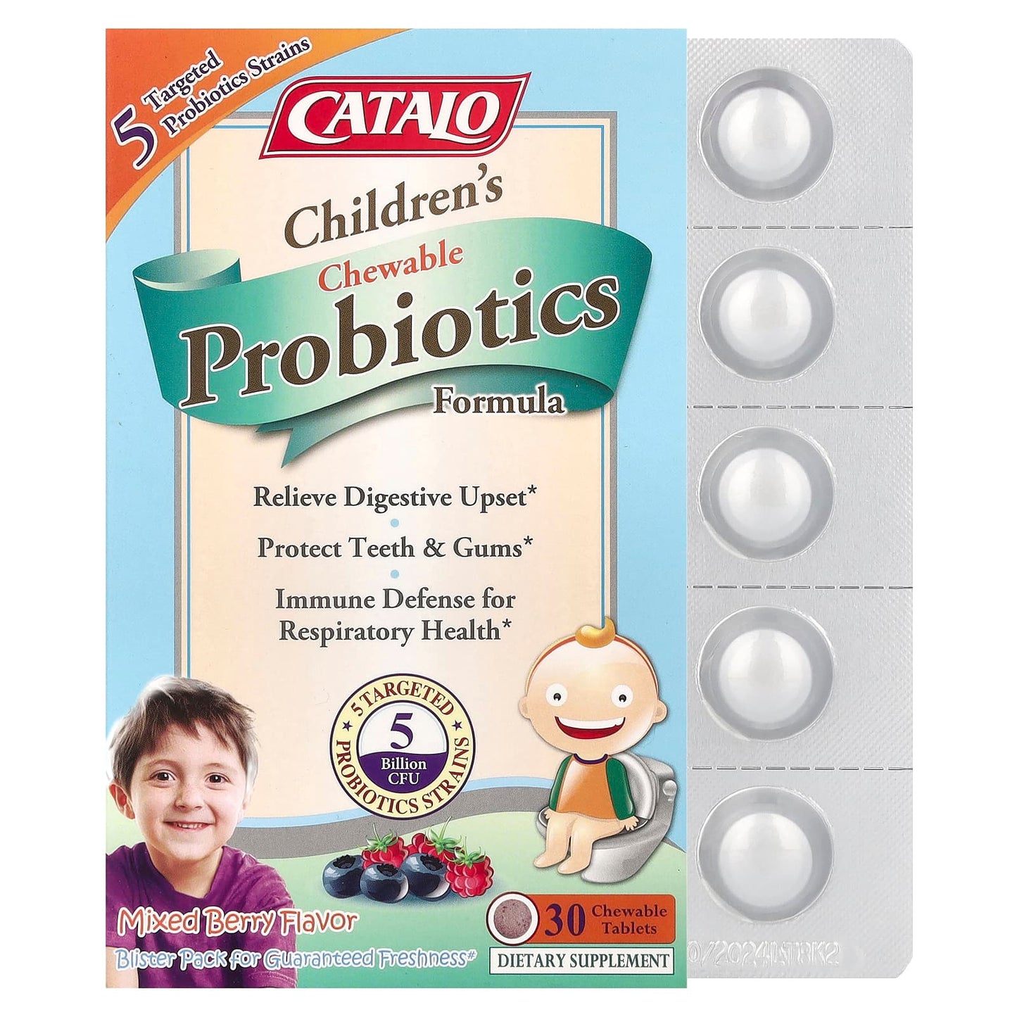 CATALO Kids Probiotics Chewable Formula - 5 Billion CFU (30 Count) - Image 1