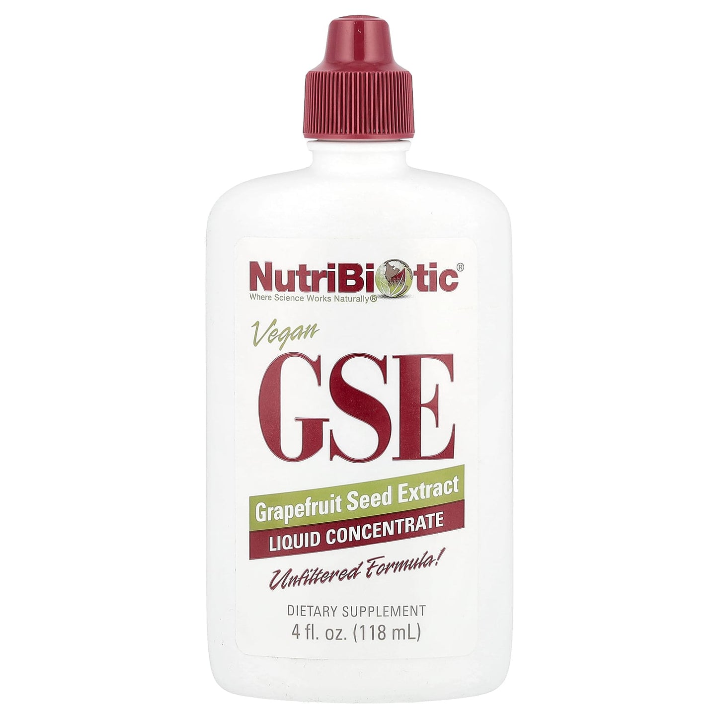 NutriBiotic, Vegan GSE, Grapefruit Seed Extract, Liquid Concentrate, 100 mg, 4 fl oz (118 ml) - Image 1