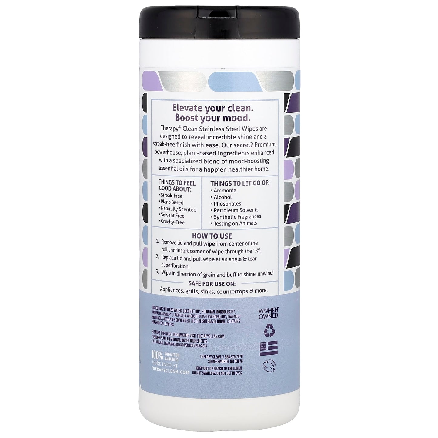 Therapy Clean, Stainless Steel, Clean & Polish Wipes, Fresh Lavender , 30 Wipes - Image 2
