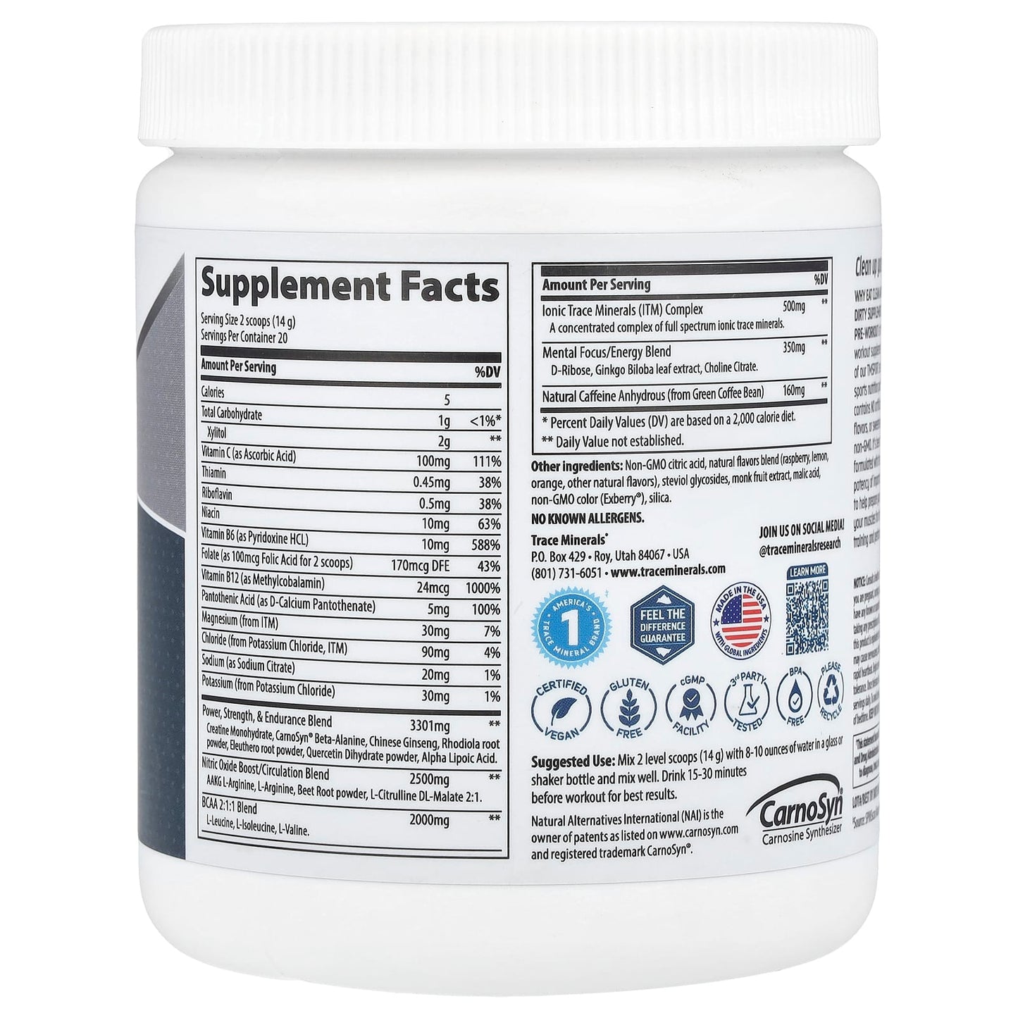 Trace, TM Sport, Clean Pre Workout, Raspberry Lemonade, 9.9 oz (280 g) - Image 2