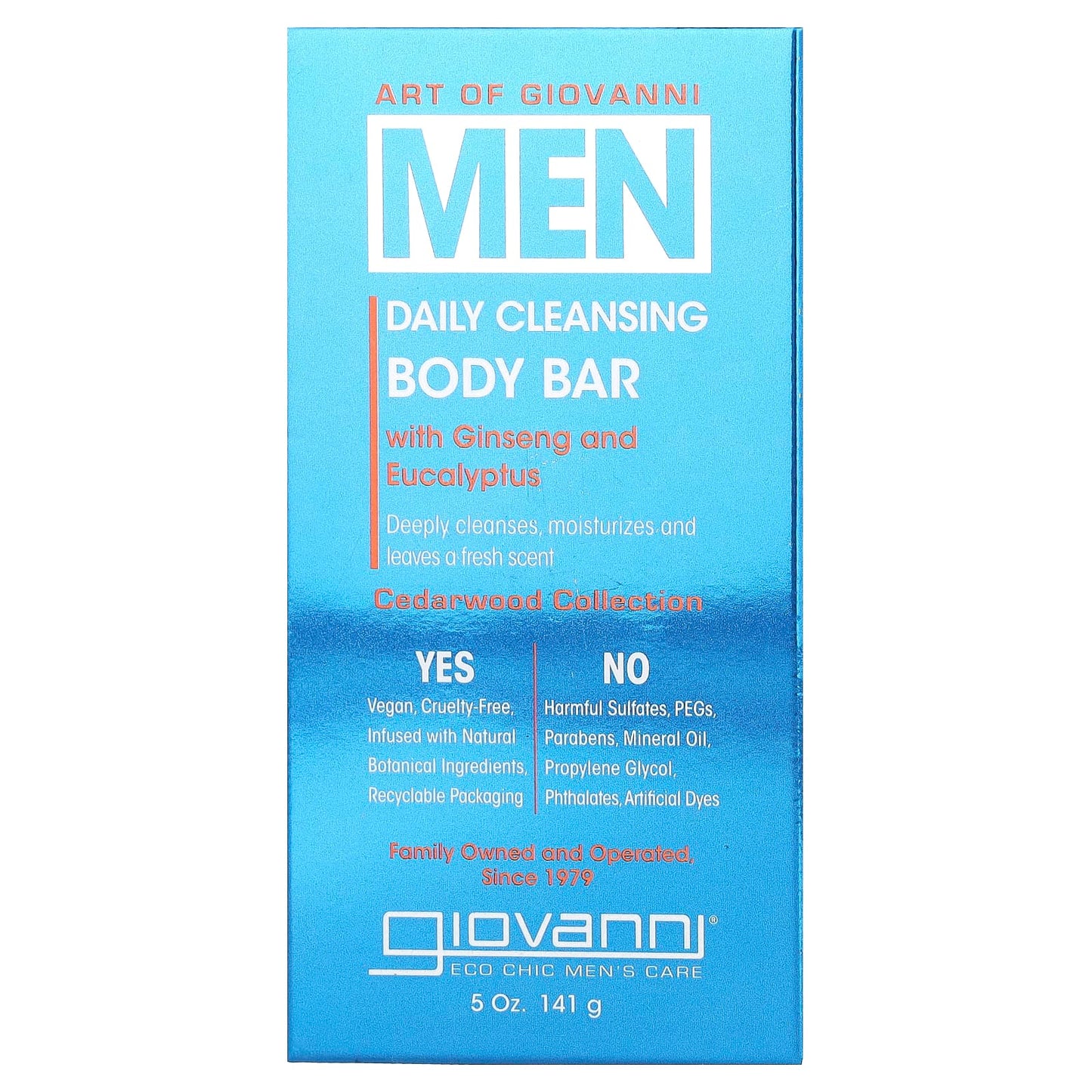 Giovanni Men's Daily Cleansing Body Bar with Ginseng & Eucalyptus, 5 oz - Image 1