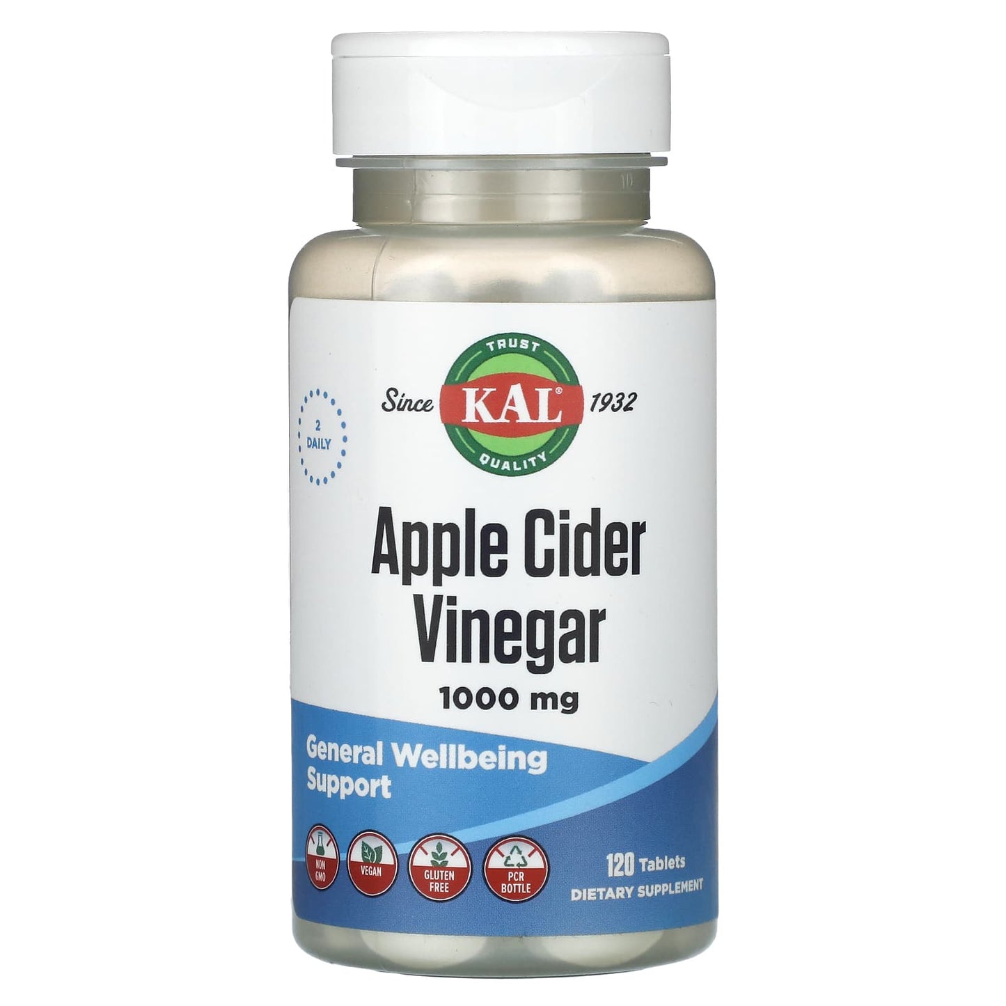 Apple Cider Vinegar Dietary Supplement Tablets by KAL - 120 Count - Image 1