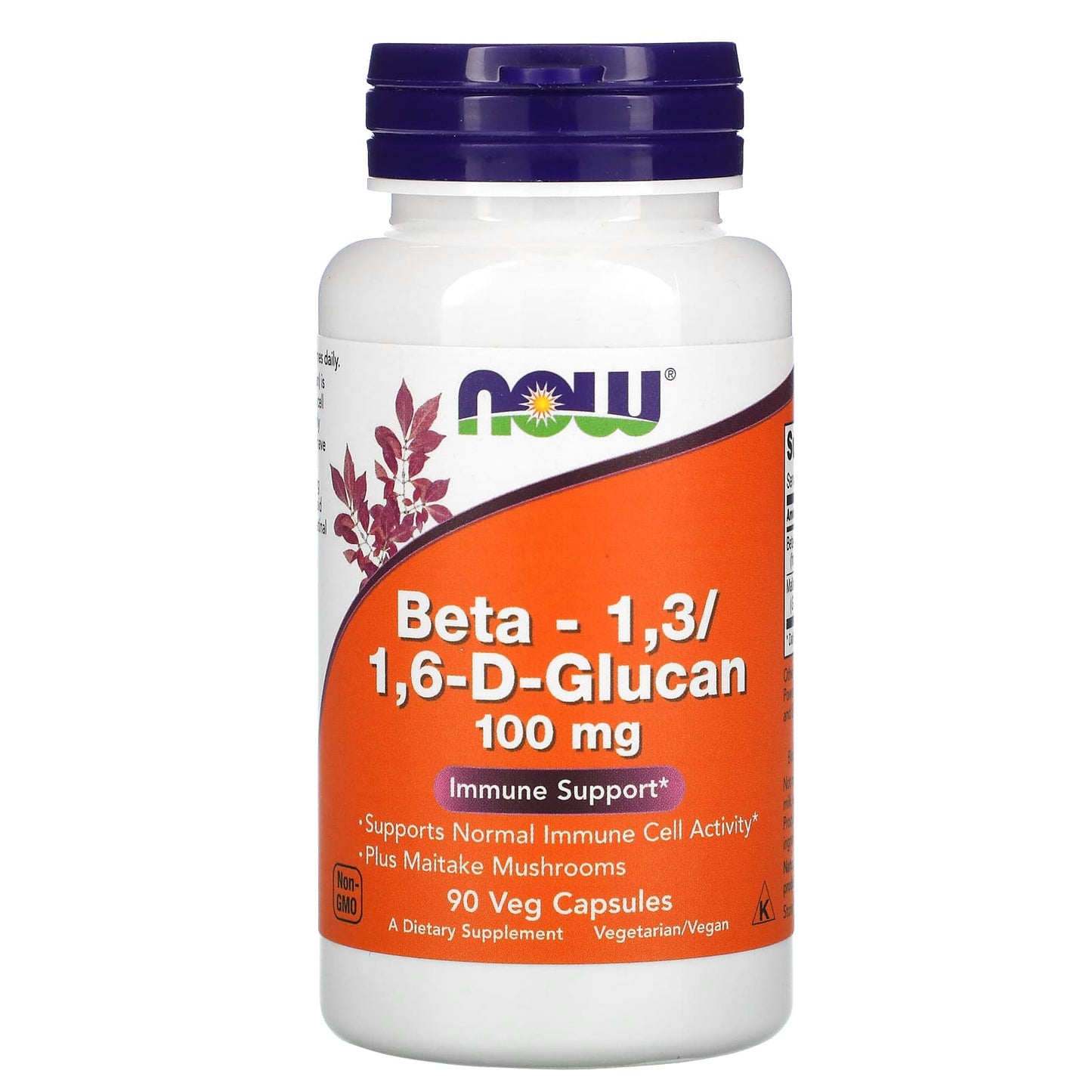 NOW Foods, Beta-1,3/1,6-D-Glucan, 100 mg, 90 Veg Capsules - Image 1