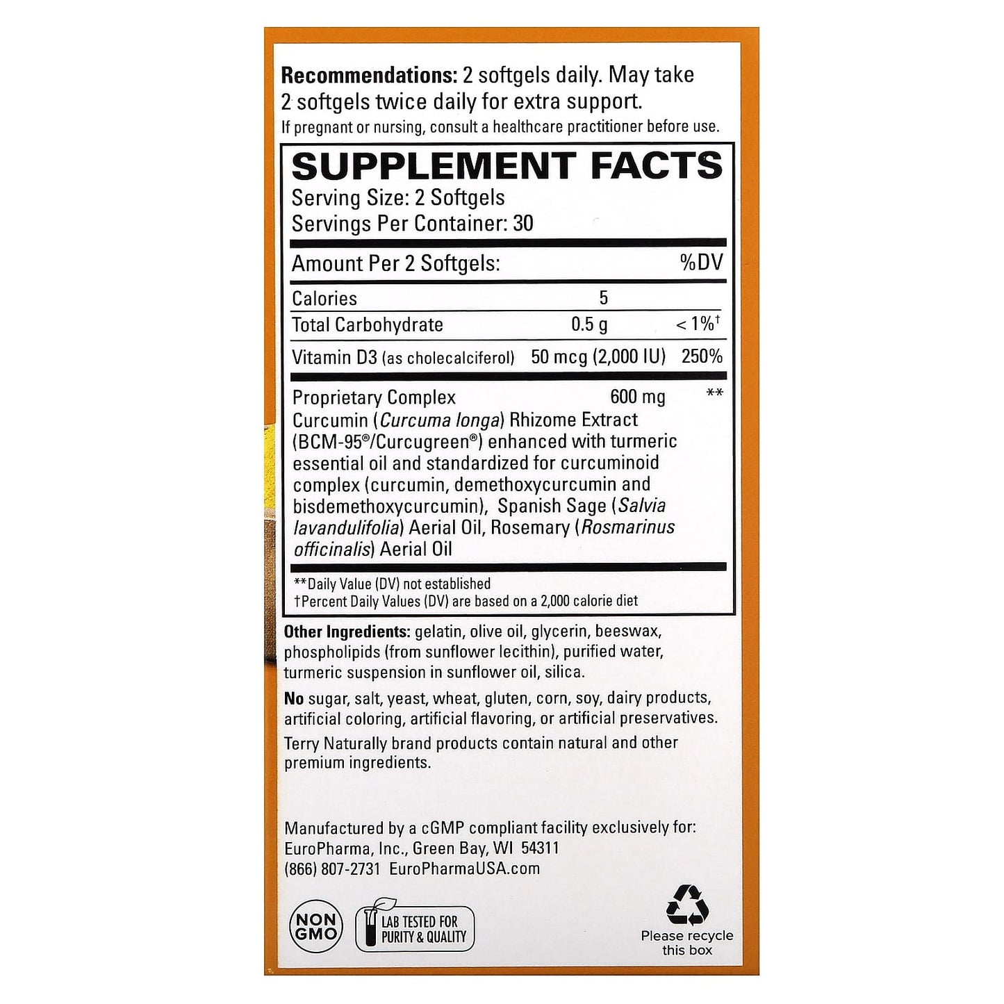 Terry Naturally, CuraMed, Brain, 60 Softgels - Image 2