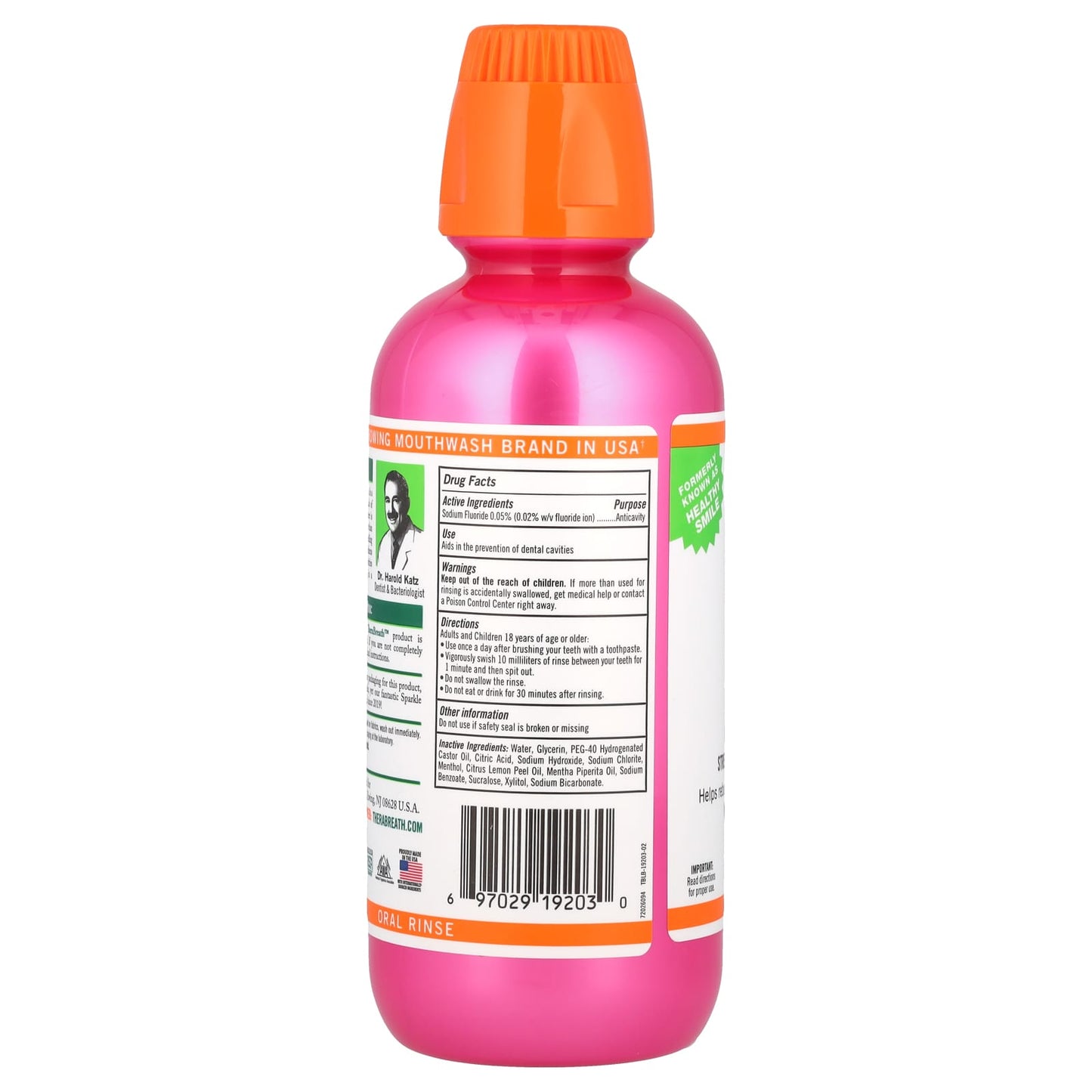 TheraBreath, Anticavity Oral Rinse, Sparkle Mint, 16 fl oz (473 ml) - Image 2