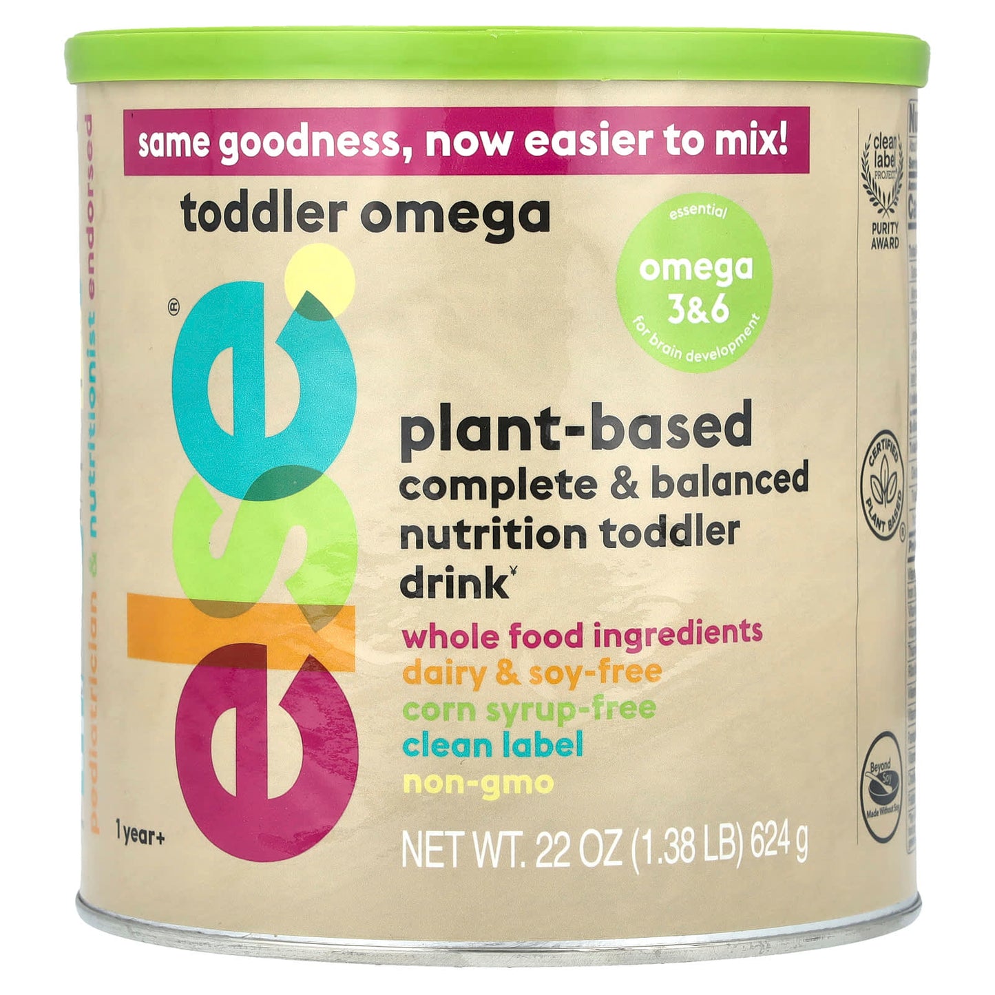 Else Plant-Based Toddler Nutrition, 1 Year+, Omega 3 & 6, 22 oz (624 g) - Image 1