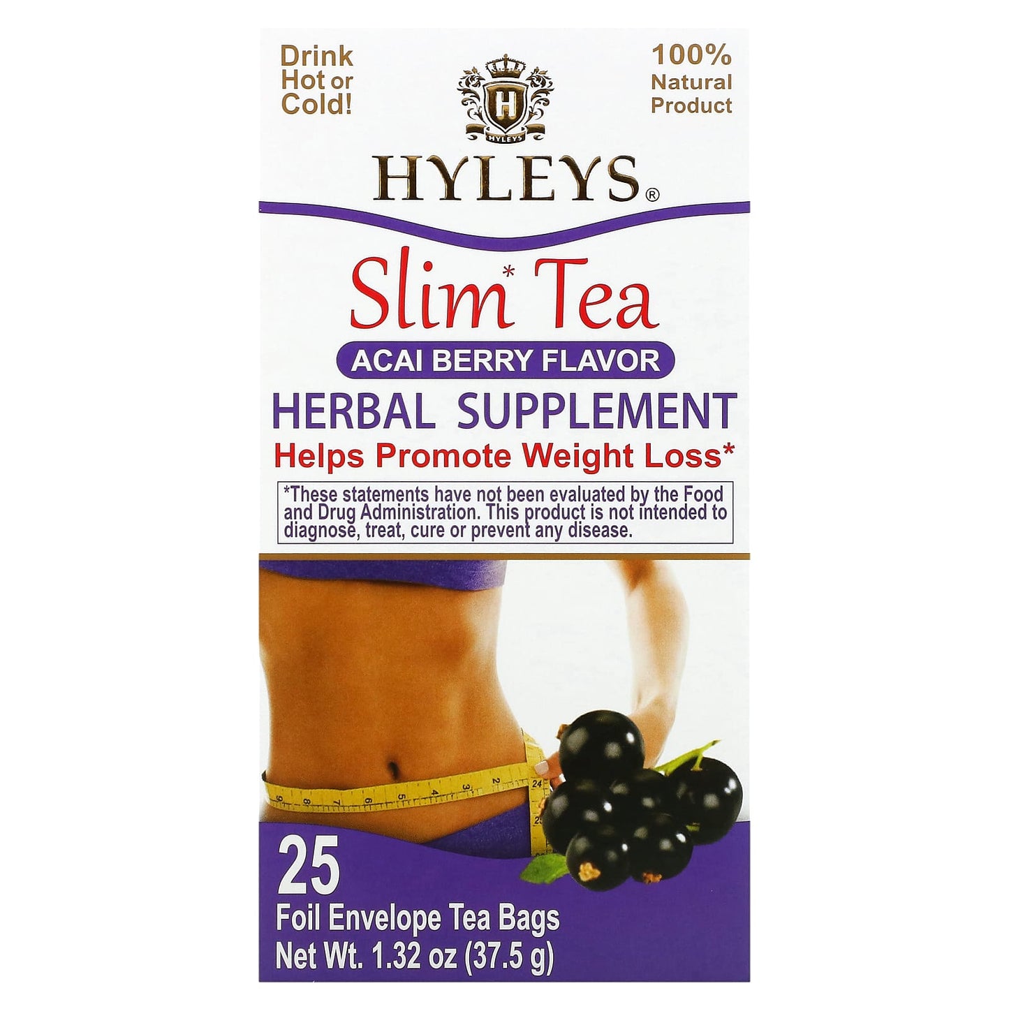 Acai Berry Weight Loss Tea for Slimming - 25 Tea Bags by Hyleys Tea - Image 1