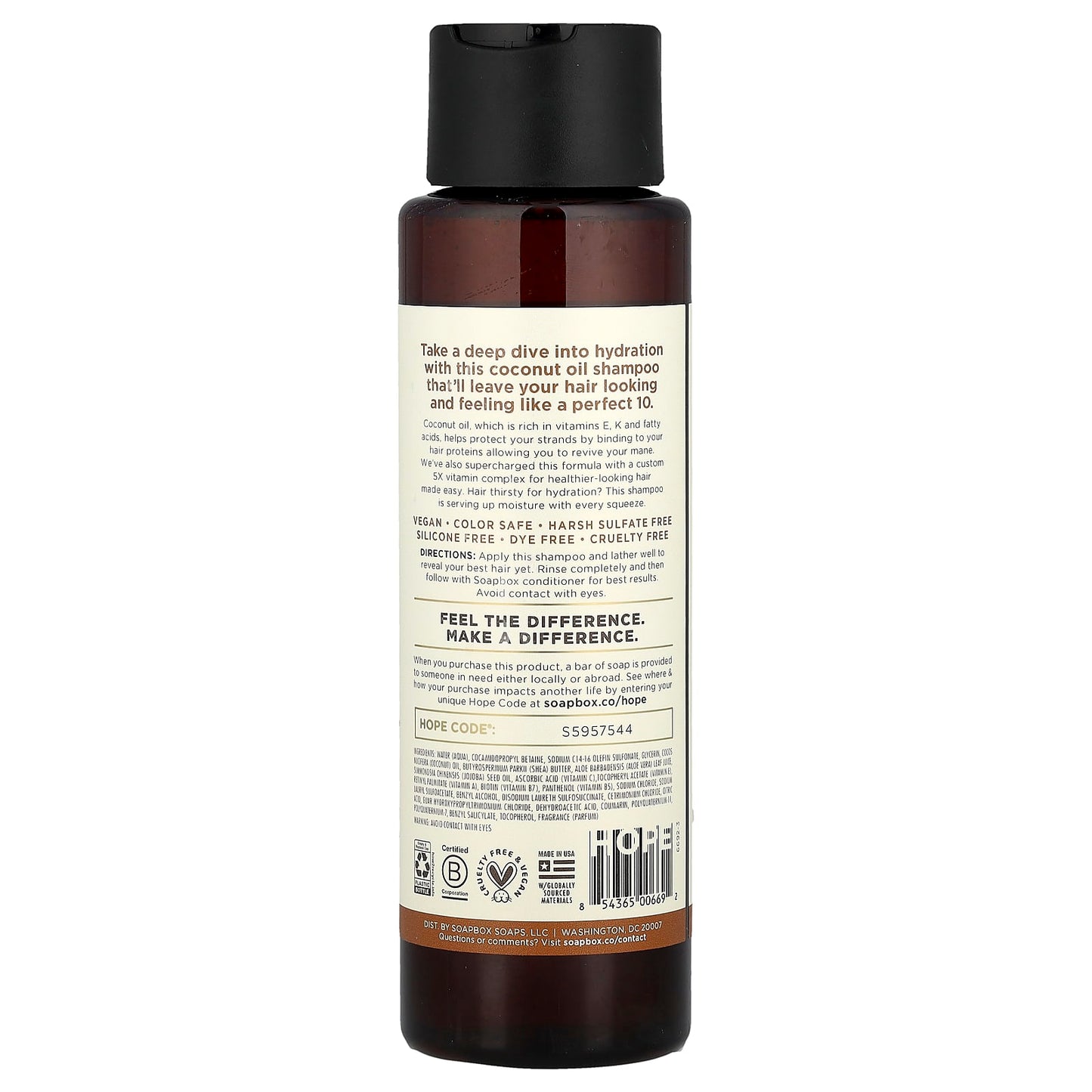 Soapbox, Coconut Oil Shampoo, Moisture & Nourish, Dry, Damaged Hair, 16 fl oz (473 ml) - Image 2