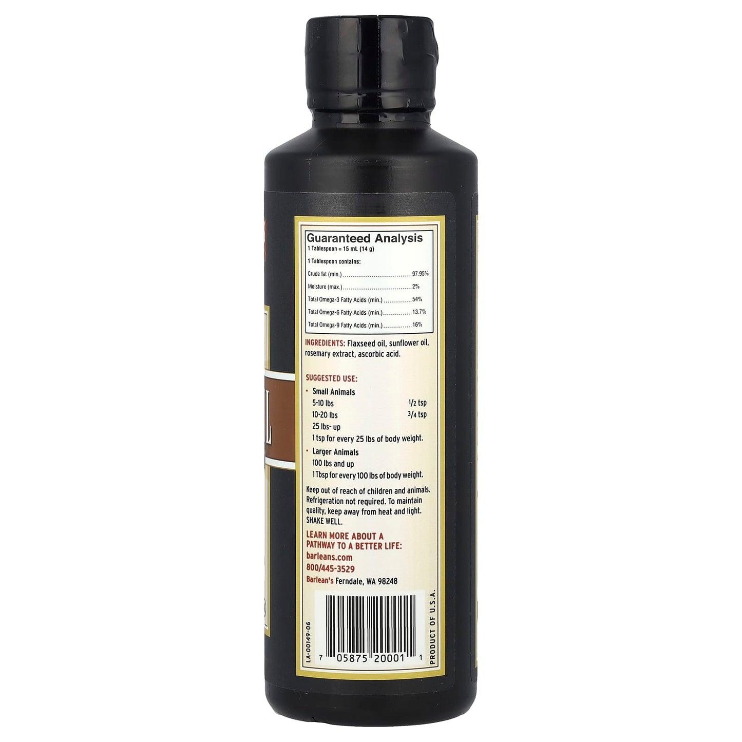 Barleans Flax Oil for Pets - 12 fl oz, Omega-3 Supplement for Animals - Image 2