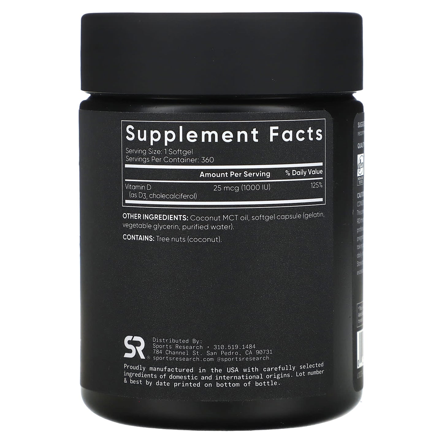 Sports Research, Vitamin D3, High Potency, 25 mcg (1,000 IU), 360 Softgels - Image 2