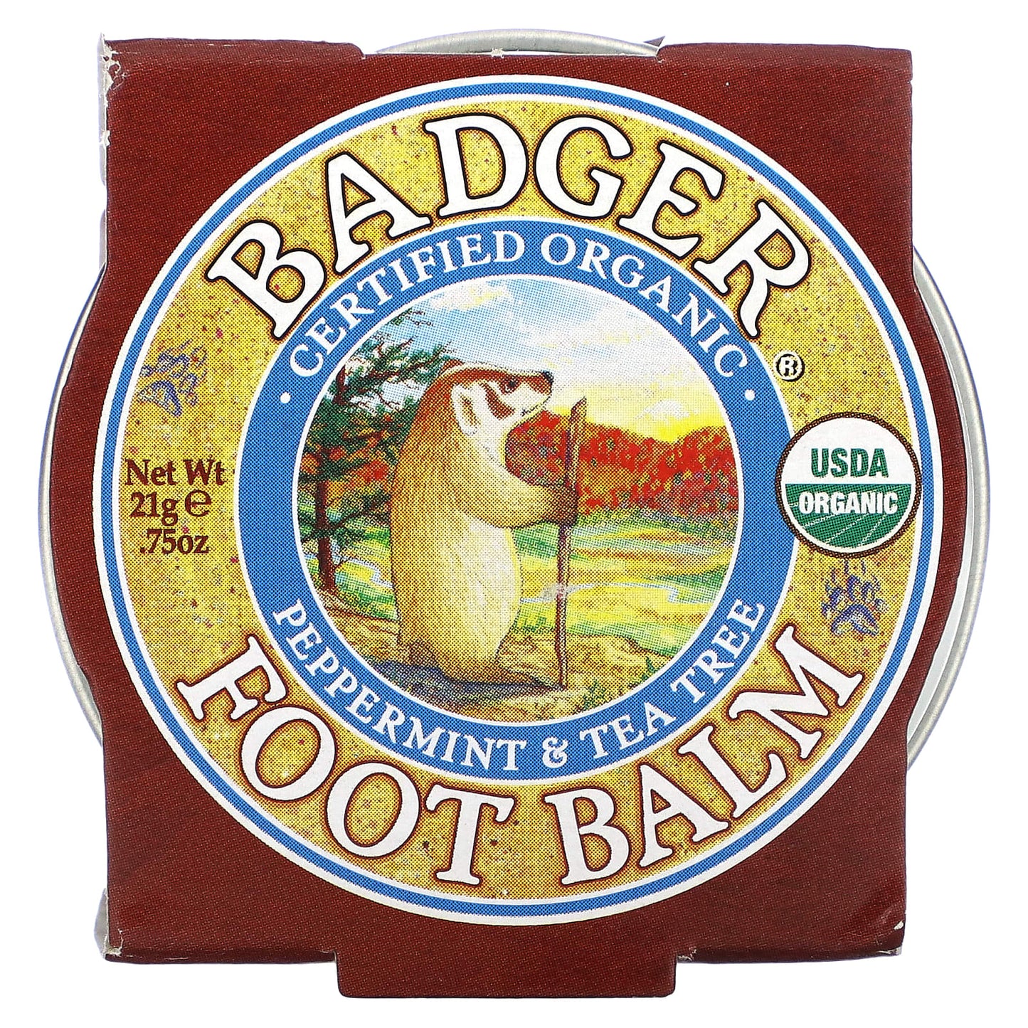 Organic Foot Balm with Peppermint & Tea Tree Essential Oils, 0.75 oz (21g) - Image 2