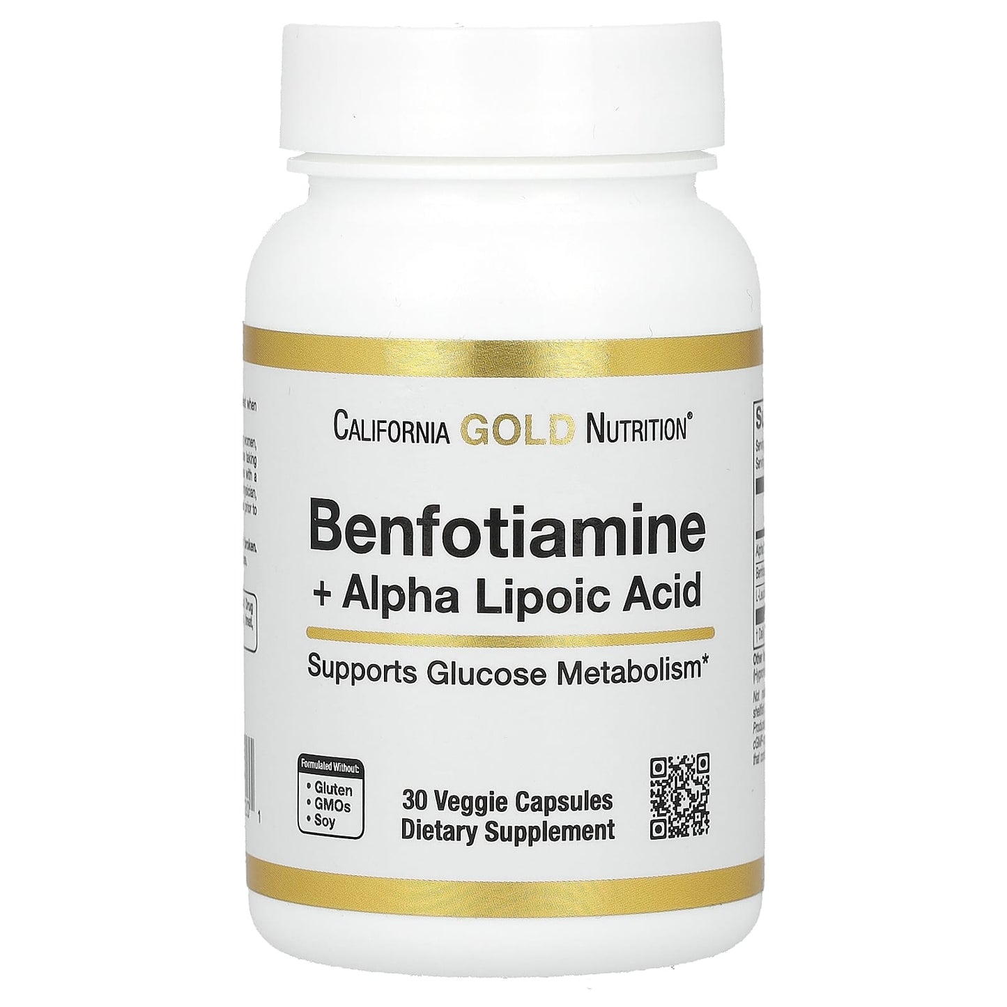 California Gold Nutrition Benfotiamine + Alpha Lipoic Acid & L-Leucine Veggie Capsules - Image 1