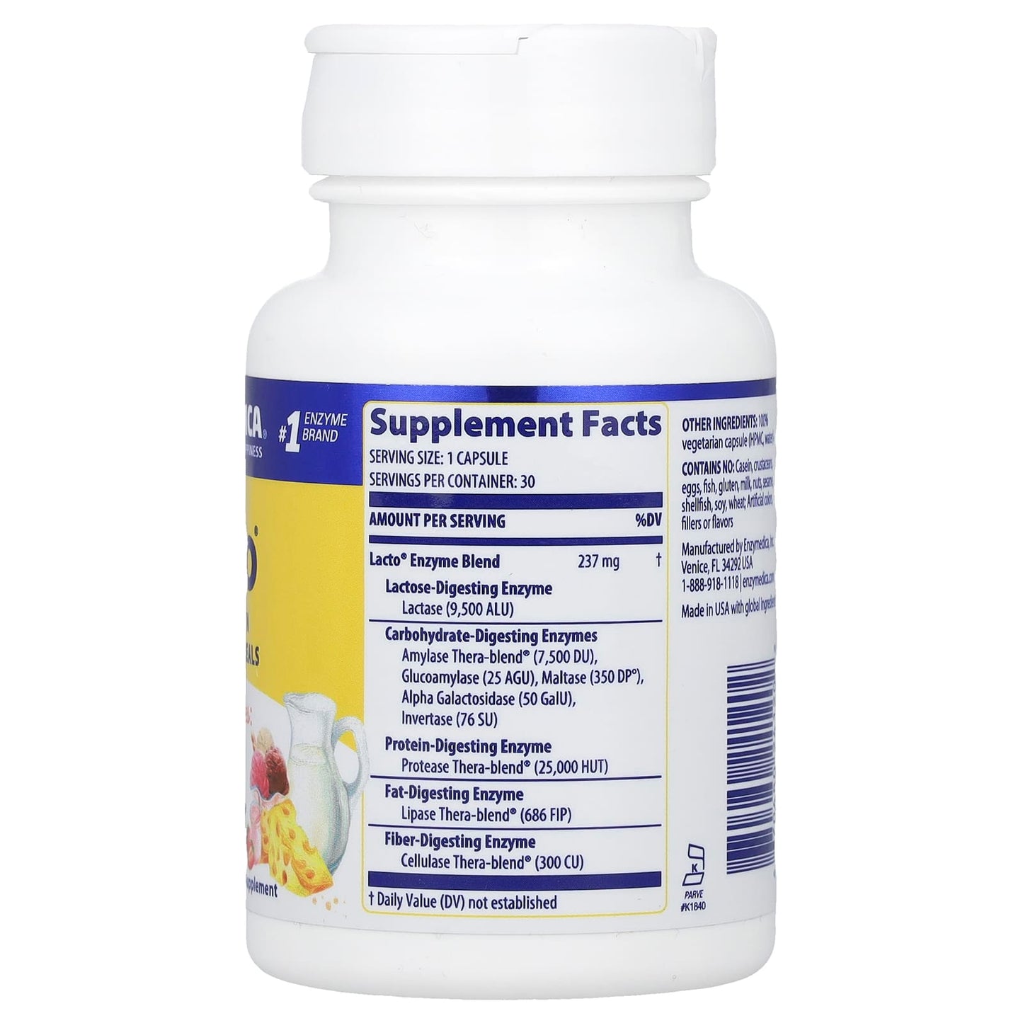 Dairy-Free Digestive Enzymes by Enzymedica - 30 Capsules - Image 2