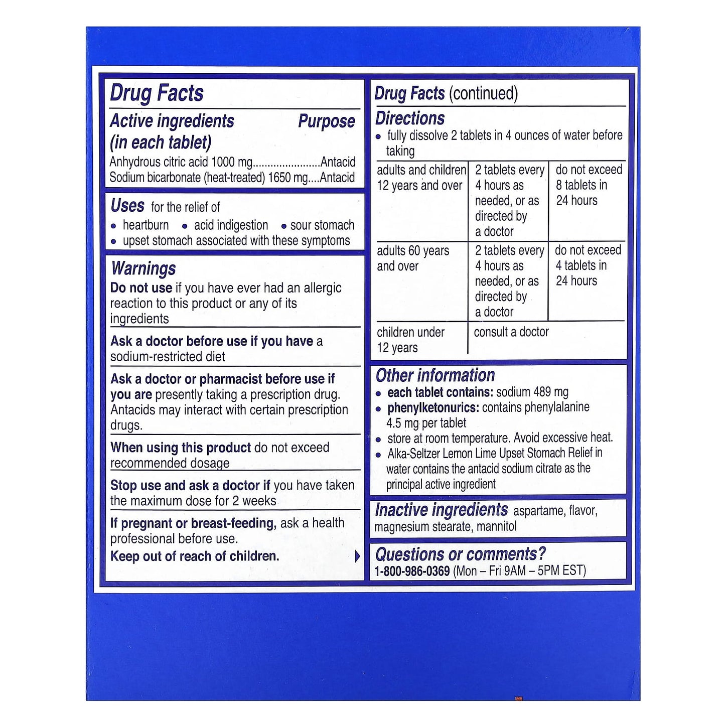 Fast Heartburn Relief with Alka-Seltzer Lemon Lime Tablets, 36 Count - Image 2