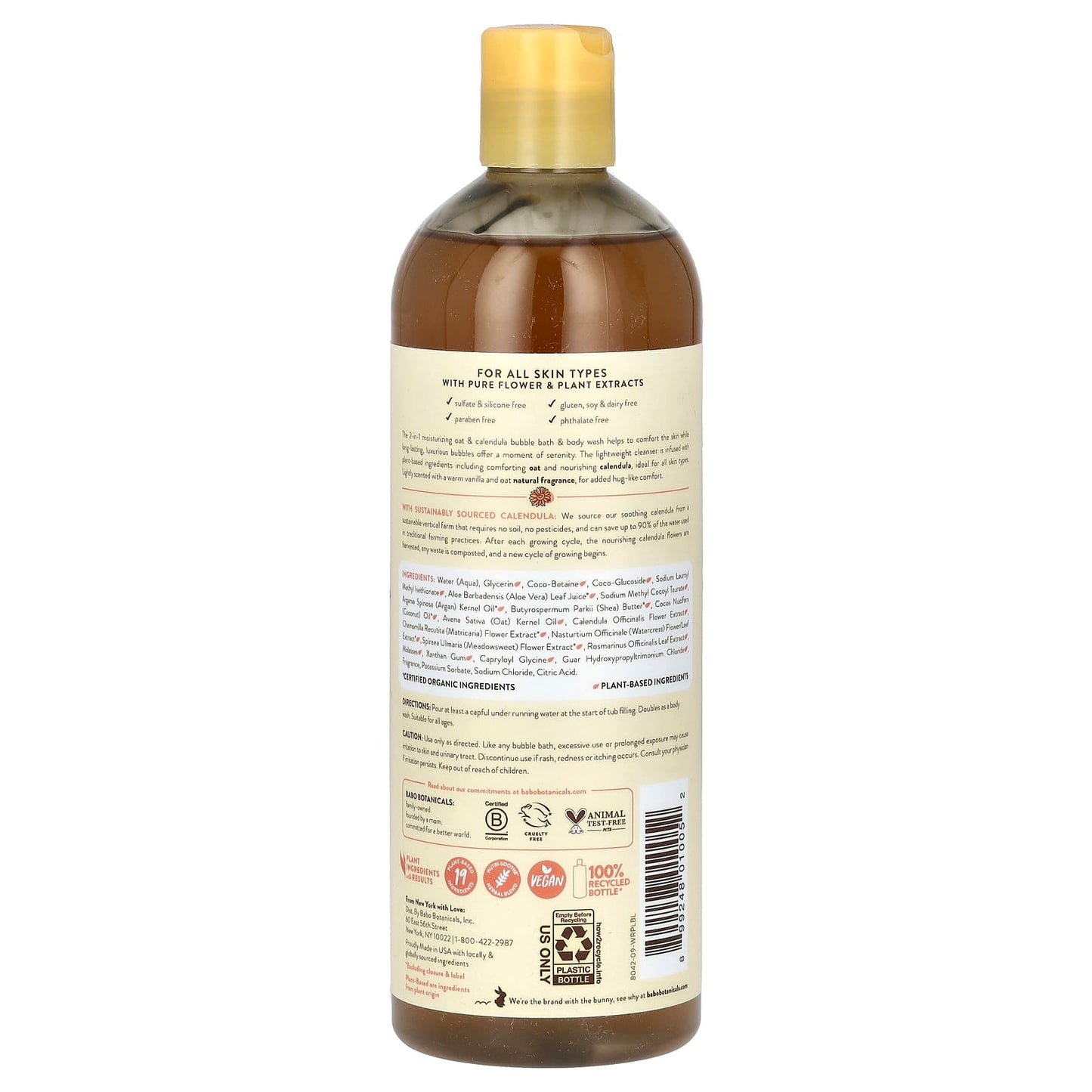 Moisturizing Oat & Calendula Bubble Bath & Wash by Babo Botanicals - 15 fl oz - Image 2