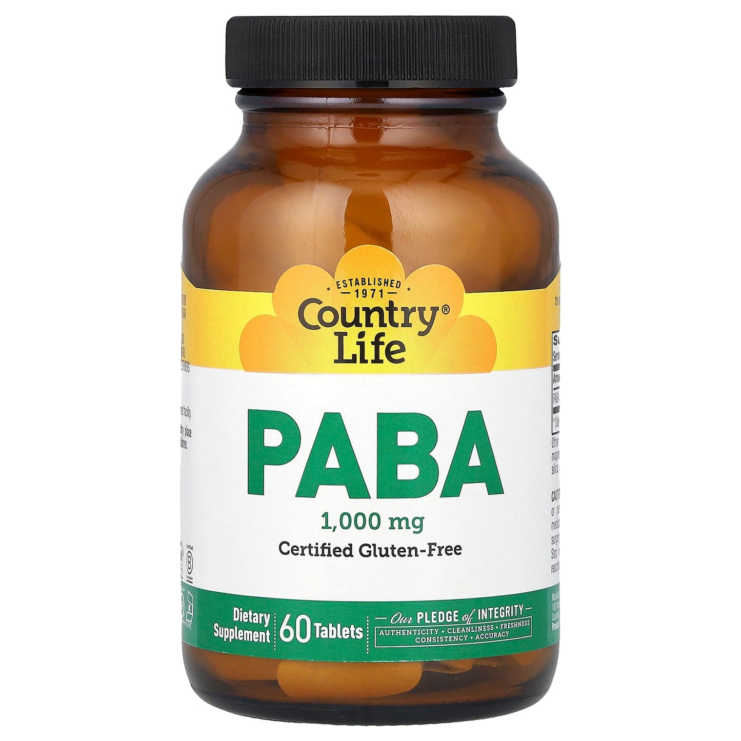 Country Life PABA 1,000mg Dietary Supplement Tablets - Image 1
