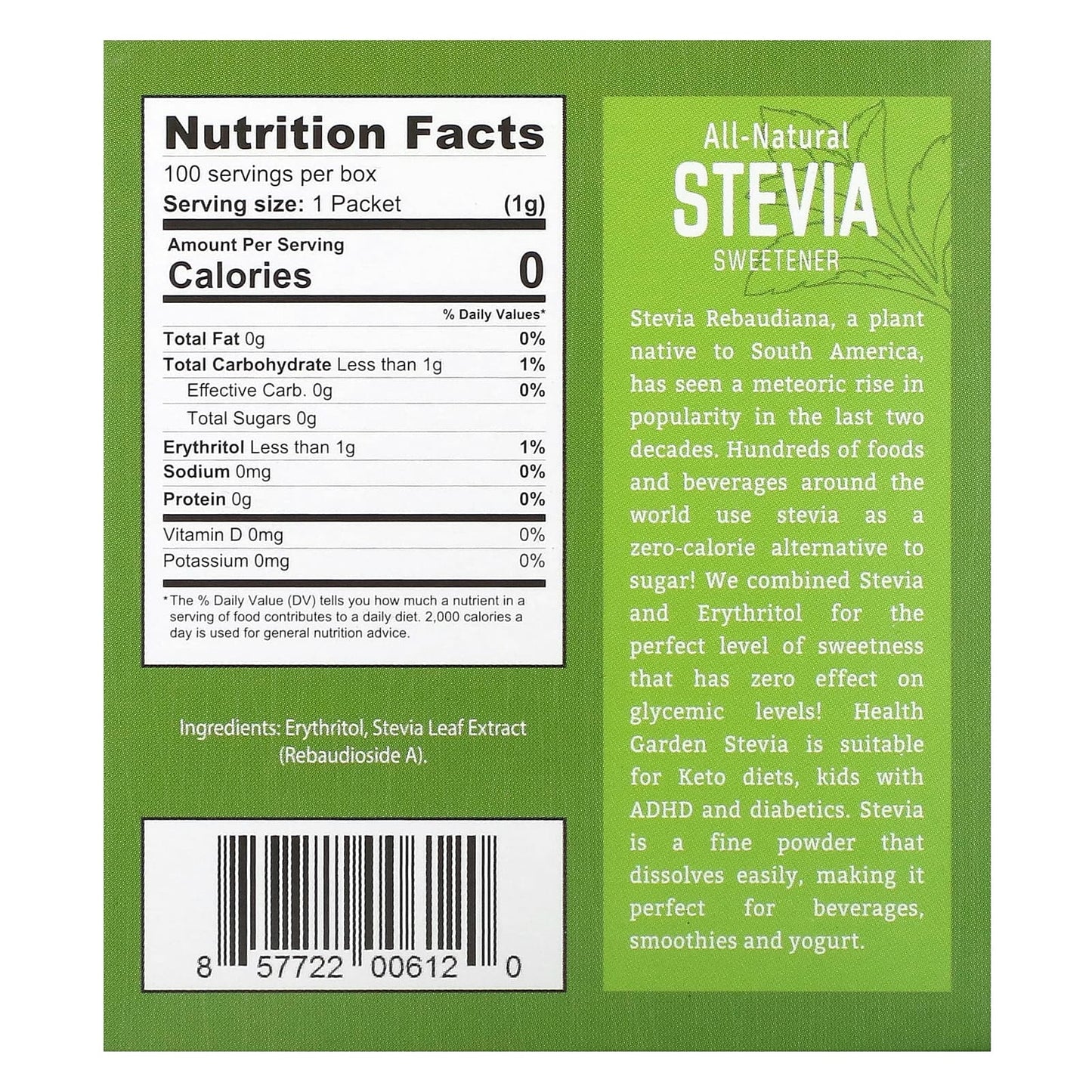 All-Natural Stevia Sweetener by Health Garden, Zero-Calorie & Keto Friendly - Image 2