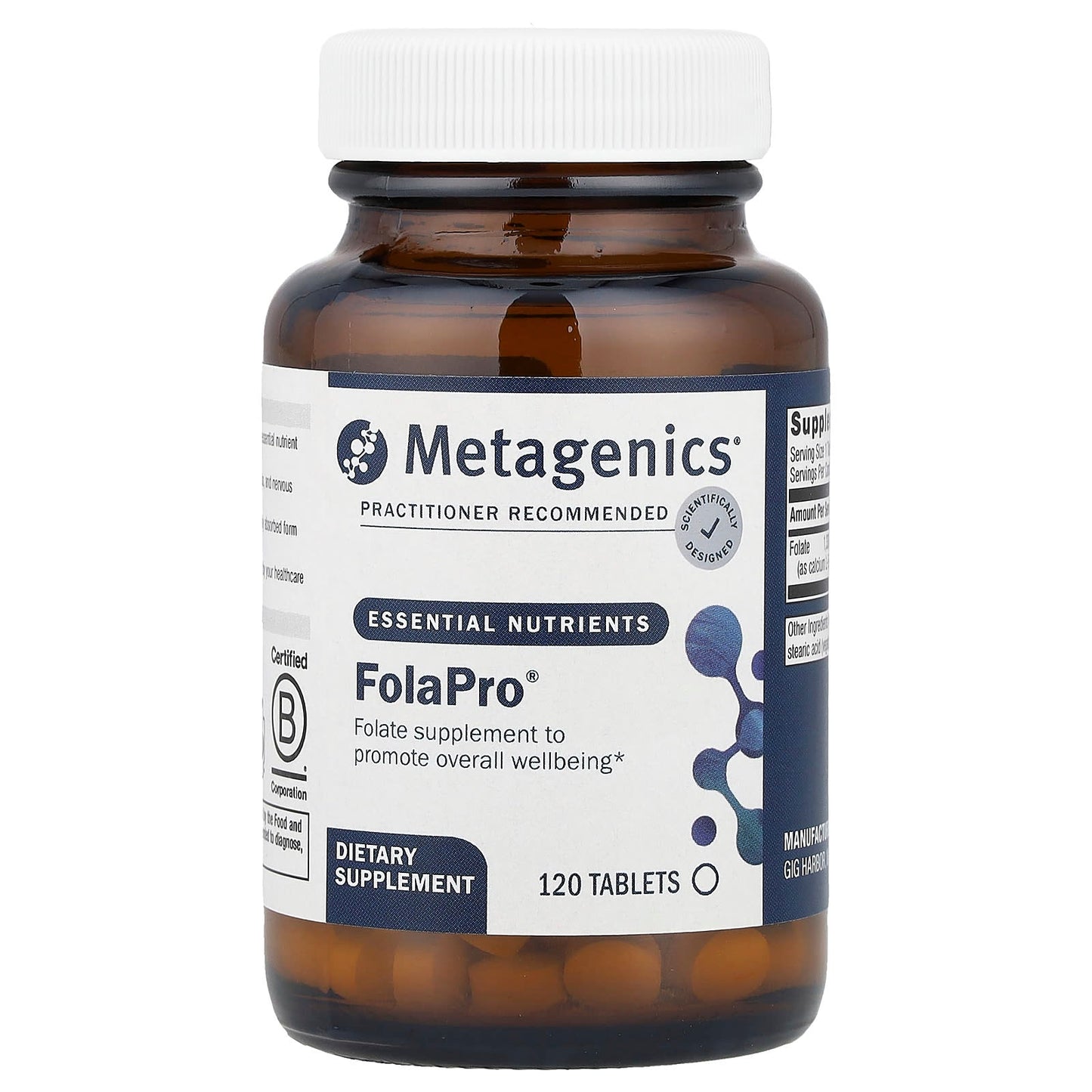 Metagenics, FolaPro®, 1,330 mcg, 120 Tablets - Image 1
