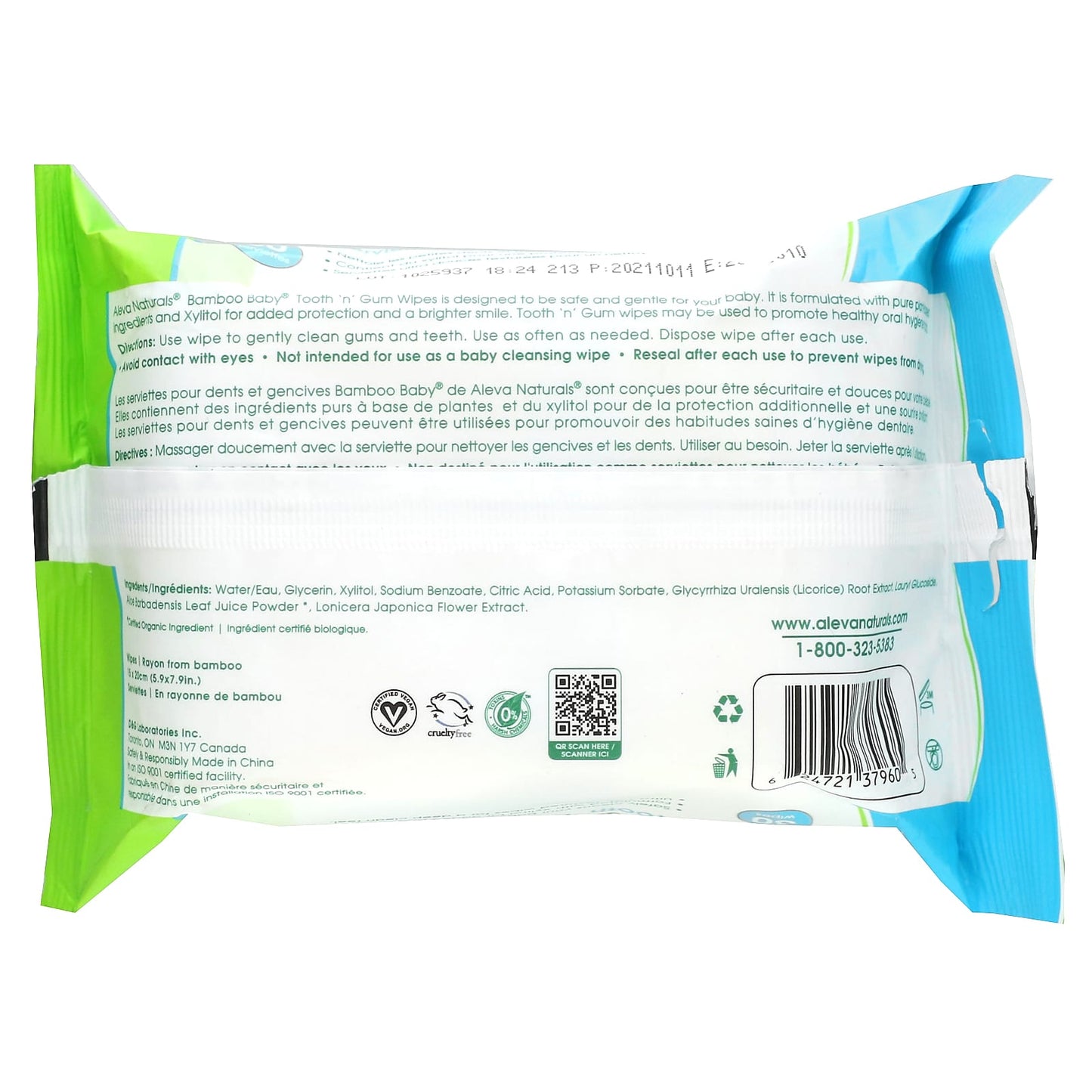 Natural Bamboo Tooth 'n' Gum Wipes for Babies - Chlorine Free & Vegan - Image 2