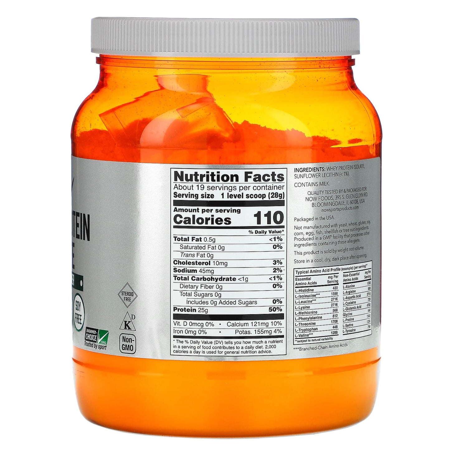 NOW Foods, Sports, Whey Protein Isolate, Unflavored, 1.2 lbs (544 g) - Image 2