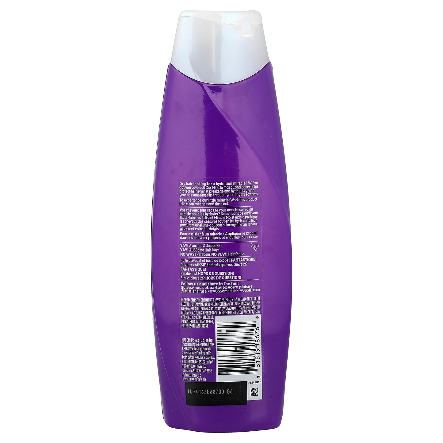 Aussie Miracle Moist Conditioner with Avocado & Jojoba Oil, 12.1 fl oz - Image 2