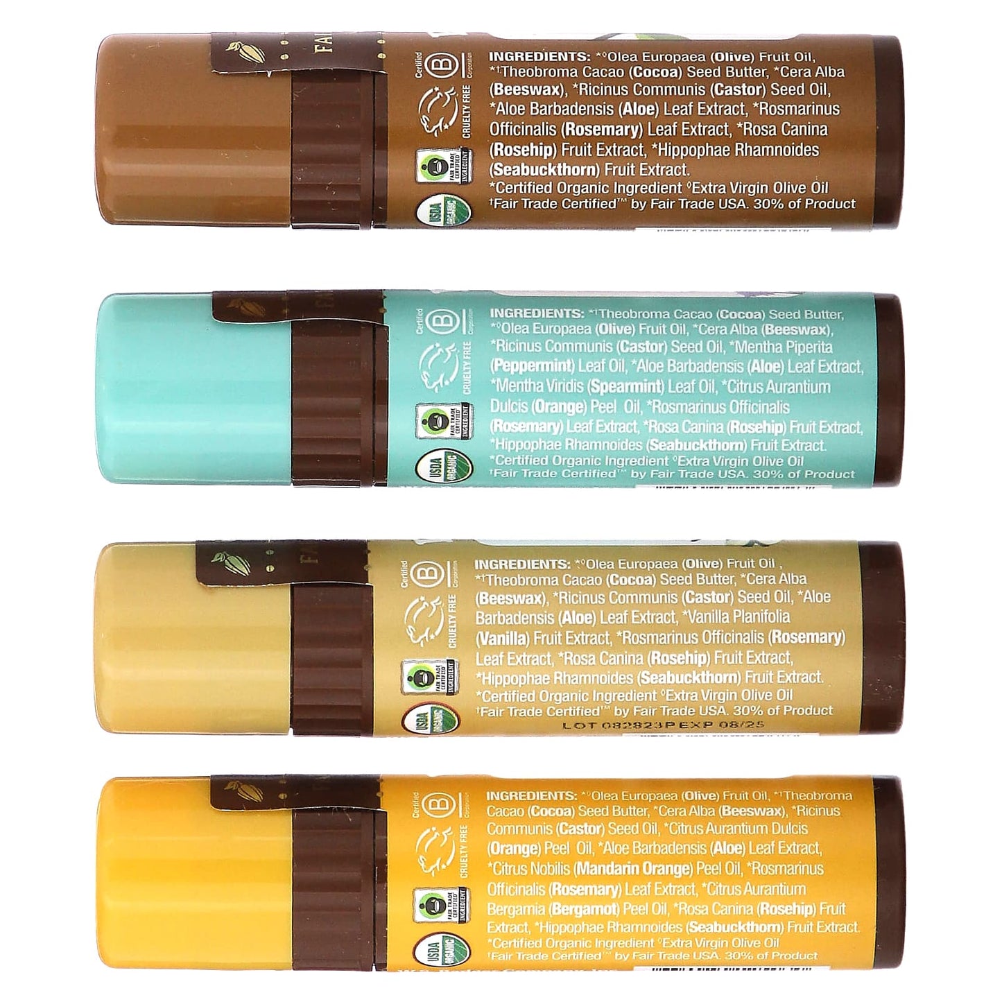 Badger Organic Cocoa Butter Lip Balms, 4 Pack - Natural Moisturizer - Image 2