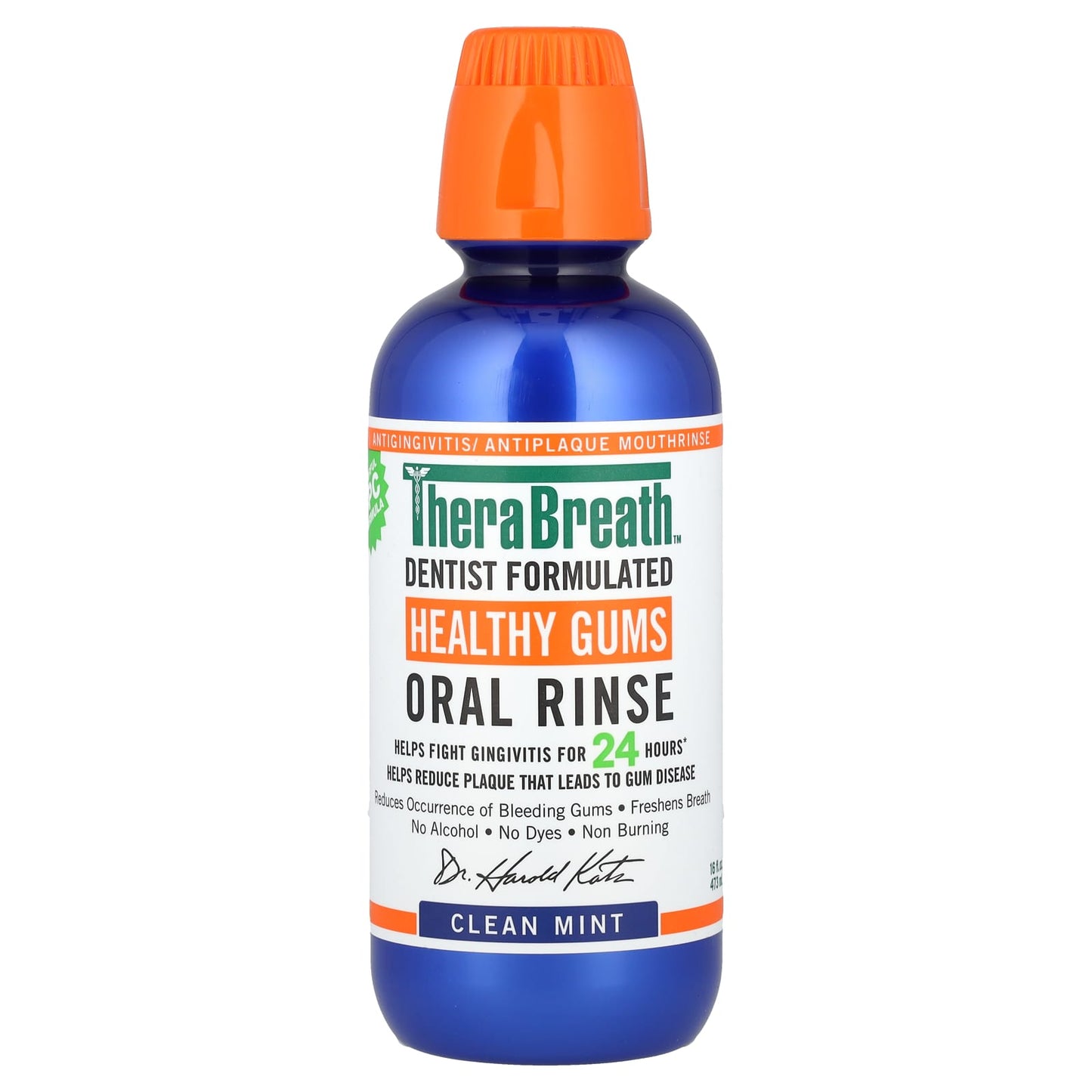 TheraBreath, Healthy Gums Oral Rinse, Clean Mint, 16 fl oz (473 ml) - Image 1