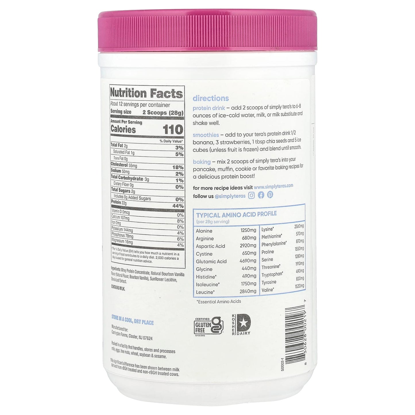Simply Tera's, Pure Whey Protein, Bourbon Vanilla, 12 oz (340 g) - Image 2