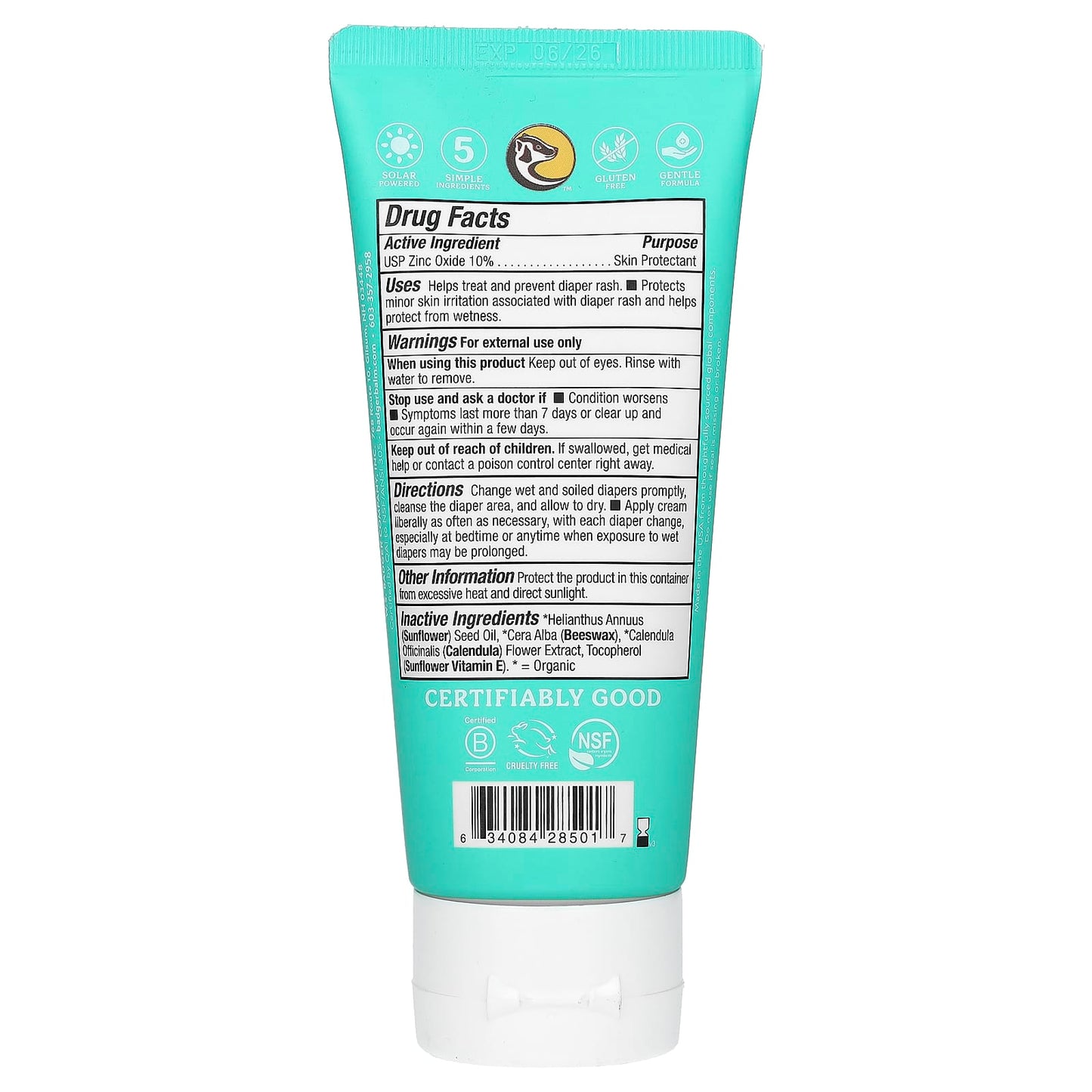 Badger Calendula Diaper Rash Cream for Babies - 2.9 oz - Image 2