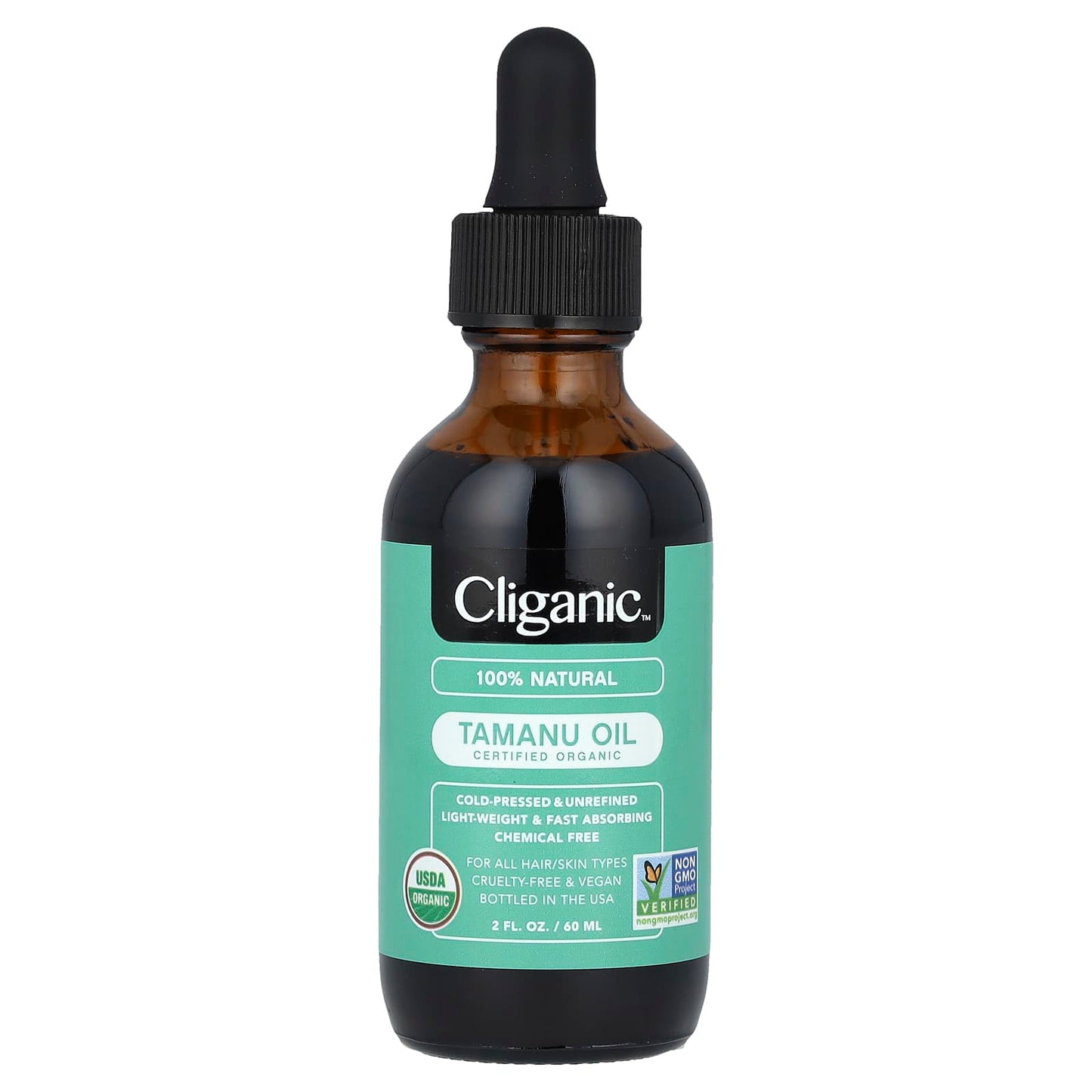 Cliganic Organic Tamanu Oil for Skin & Hair, 100% Natural 2 fl oz - Image 1