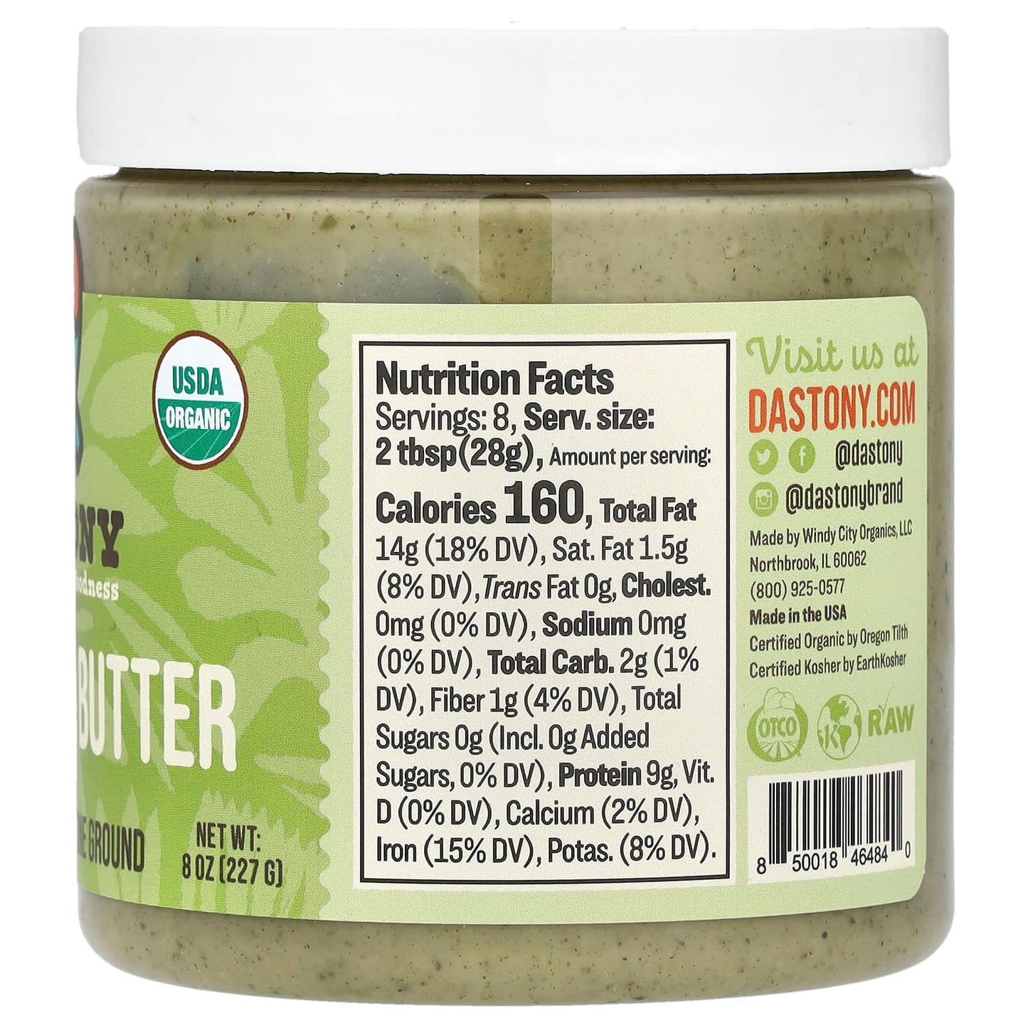 Dastony Organic Hemp Seed Butter, Ultra Smooth, 8 oz, USDA Certified - Image 2
