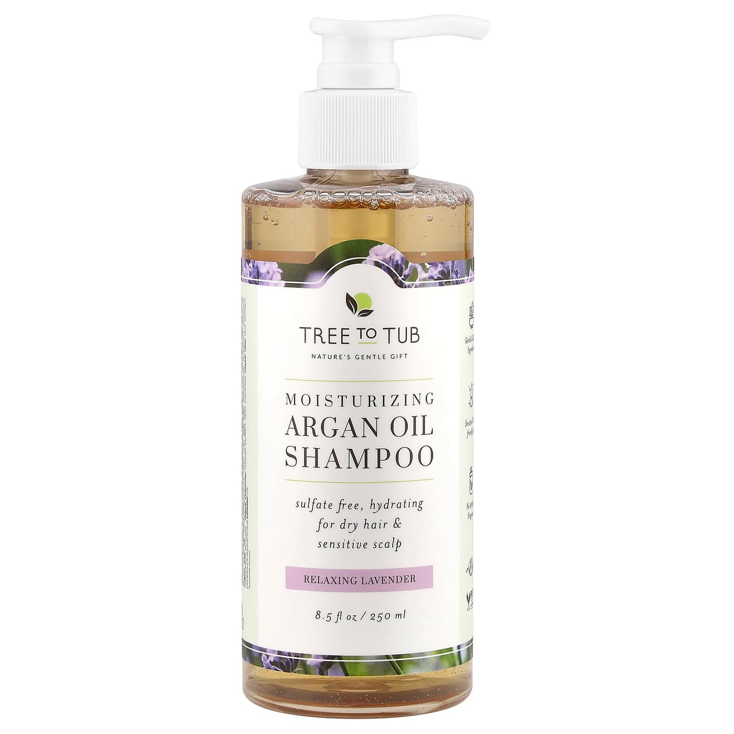 Tree To Tub, Moisturizing Argan Oil Shampoo, For Dry Hair & Sensitive Scalp, Relaxing Lavender, 8.5 fl oz (250 ml) - Image 1