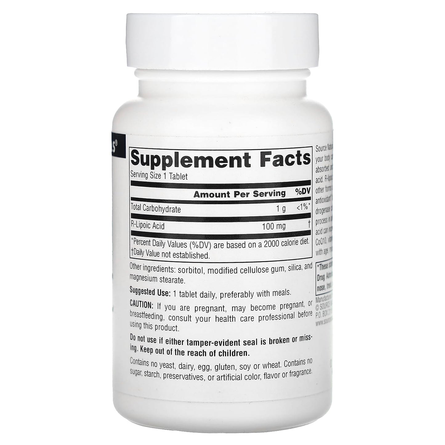 Source Naturals, R-Lipoic Acid, 100 mg, 60 Tablets - Image 2