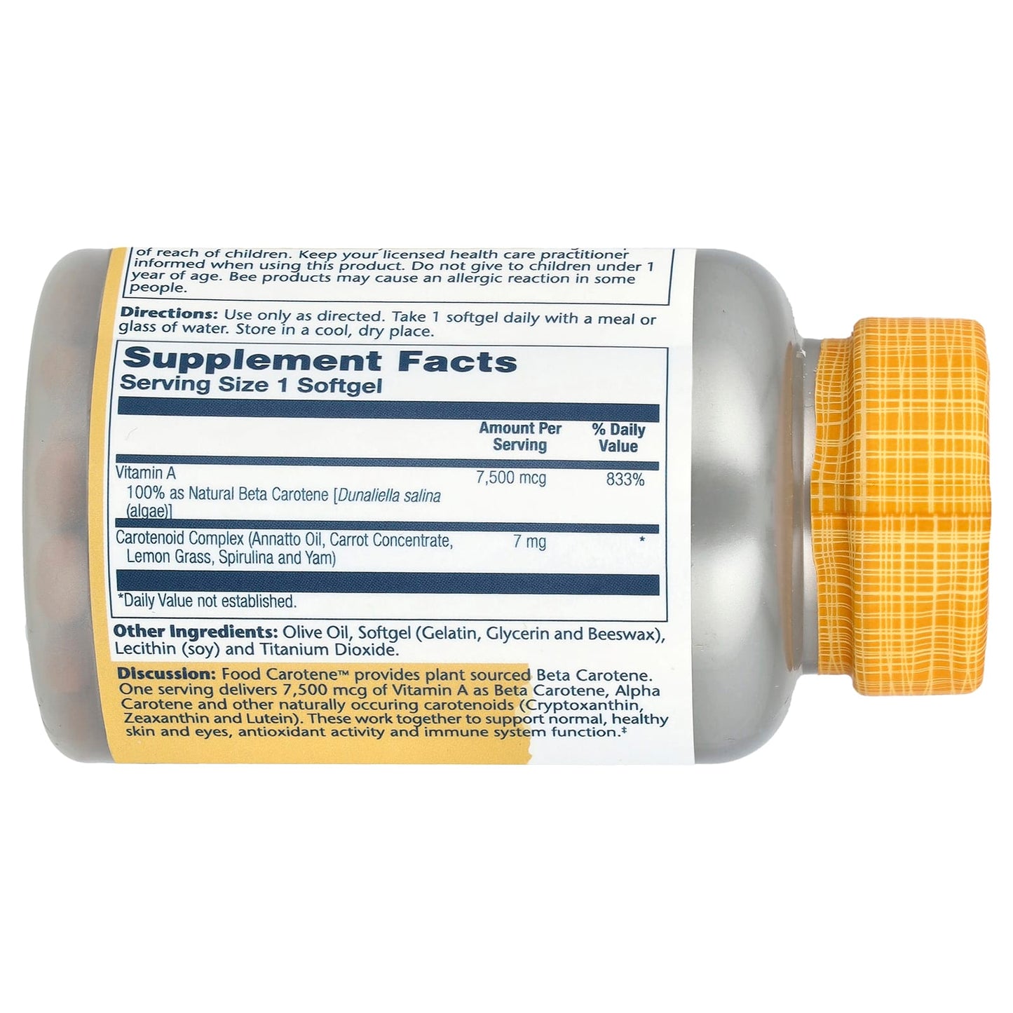 Solaray, Plant Source Food Carotene™, 200 Softgels - Image 2