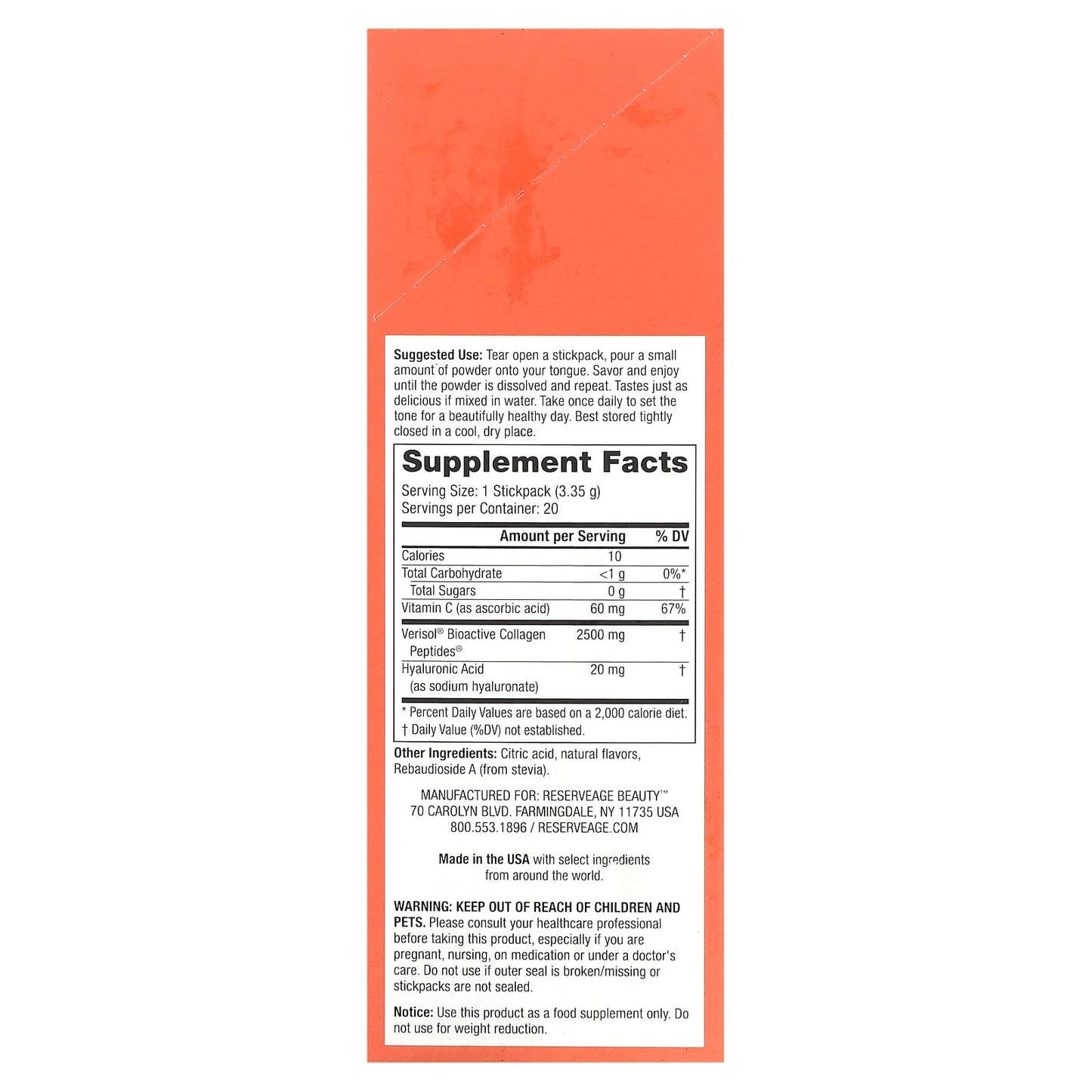 Reserveage Beauty, Collagen Candy, Sour Apple, 20 Stickpacks, 0.1 oz (3.35 g) Each