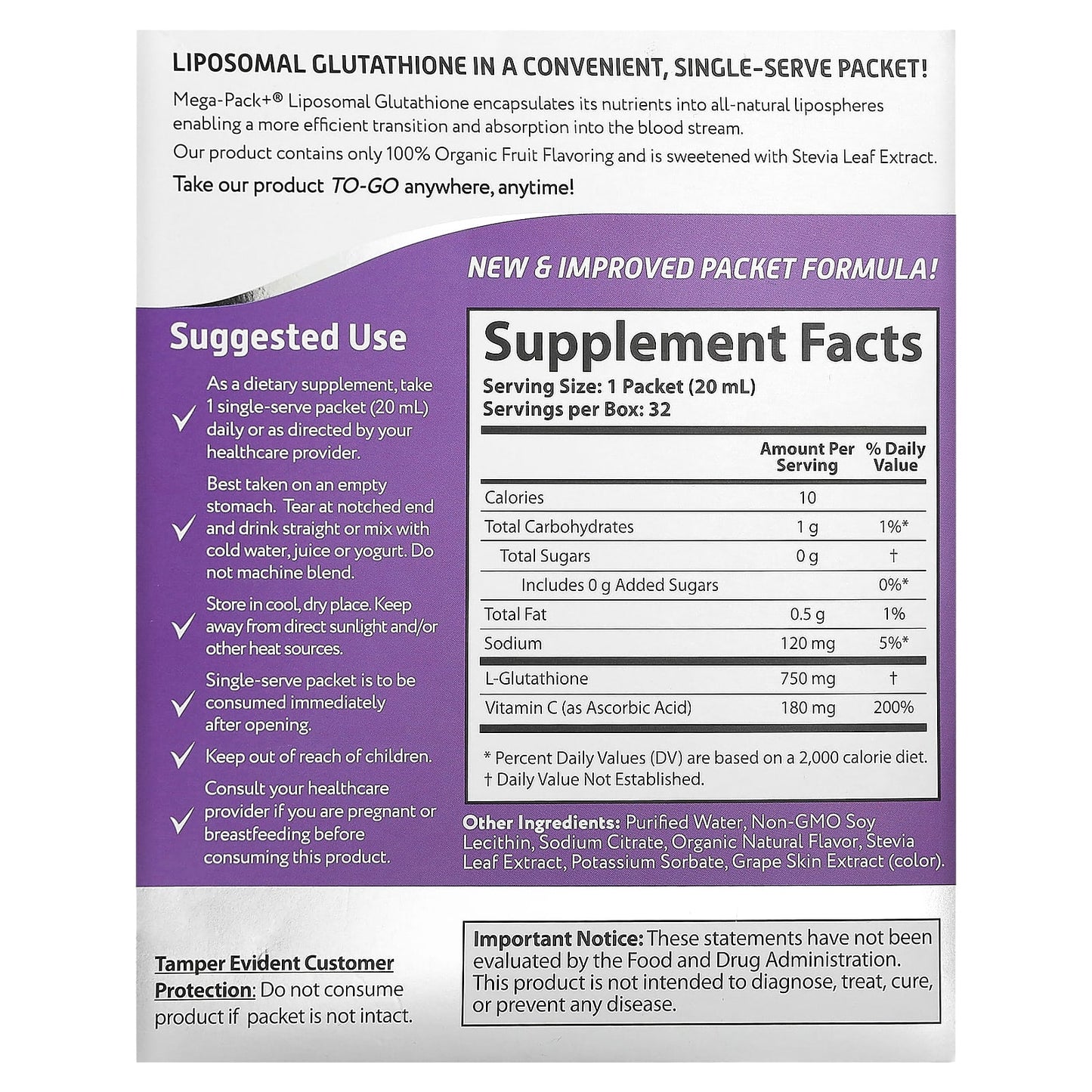 Liposomal Glutathione Supplement by Aurora Nutrascience - 32 Packets - Image 2