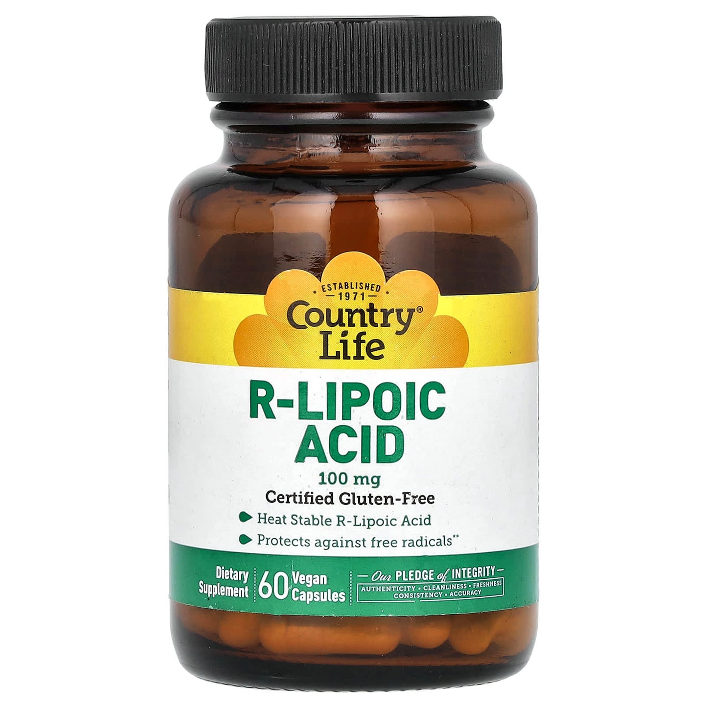 <strong>Country Life R-Lipoic Acid 100mg, 60 Vegan Capsules</strong> - Image 1