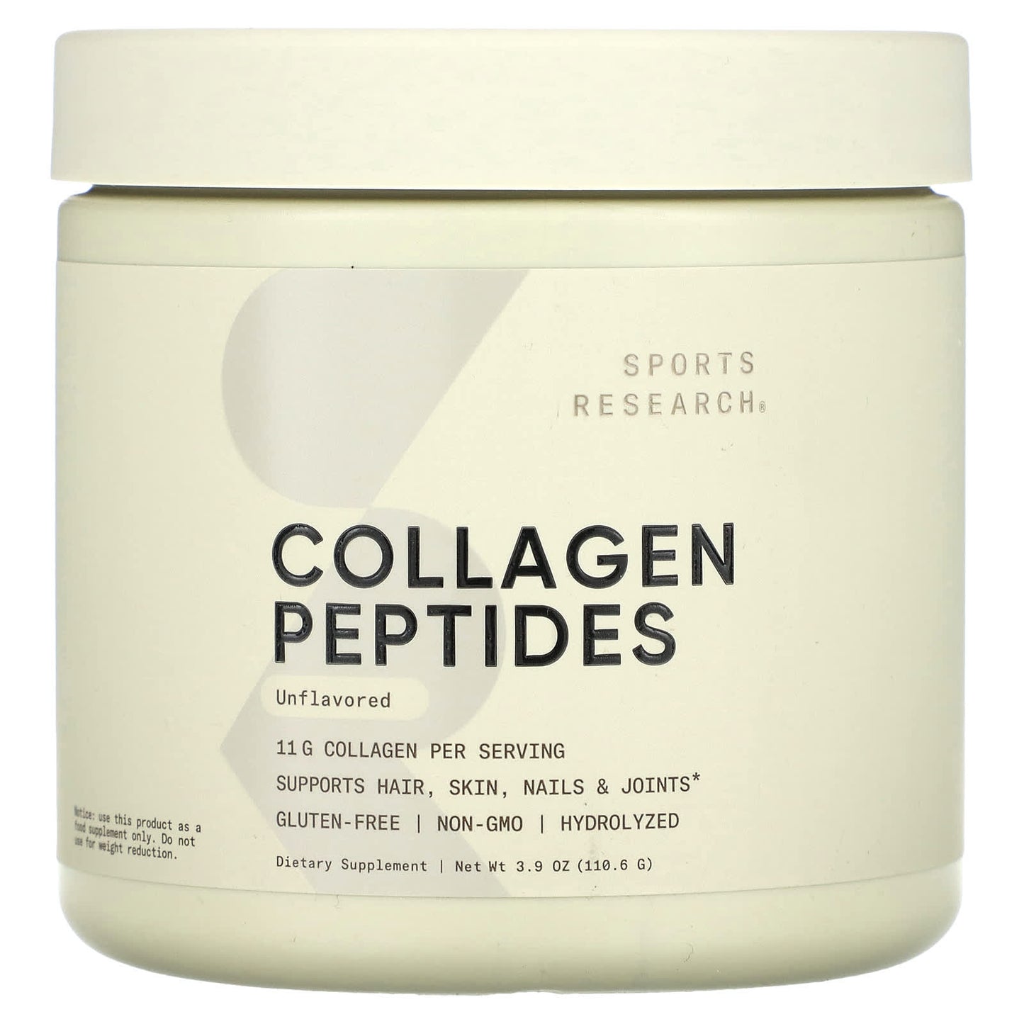 Sports Research, Collagen Peptides, Unflavored, 3.9 oz (110.6 g) - Image 1