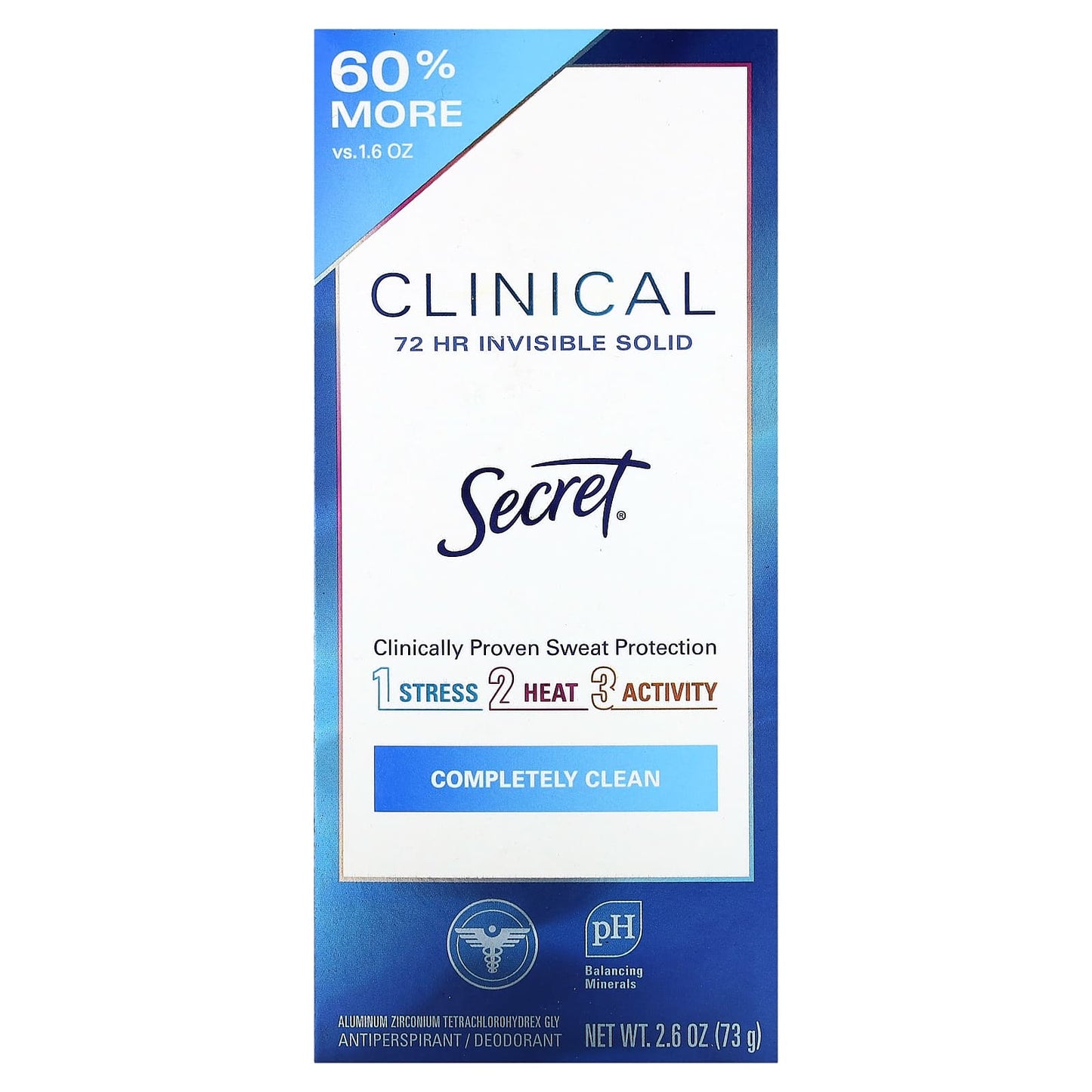 Secret, Clinical 72 HR Invisible Solid Deodorant, Completely Clean, 2.6 oz (73 g) - Image 2