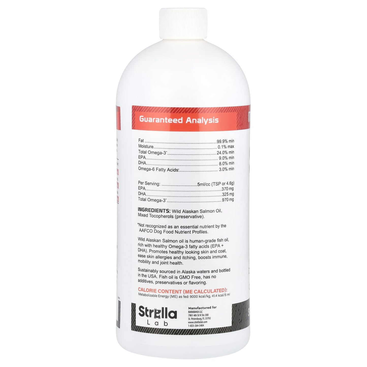 StrellaLab, Wild Alaskan Salmon Oil Omega-3, For Dogs & Cats, 32 fl oz - Image 2