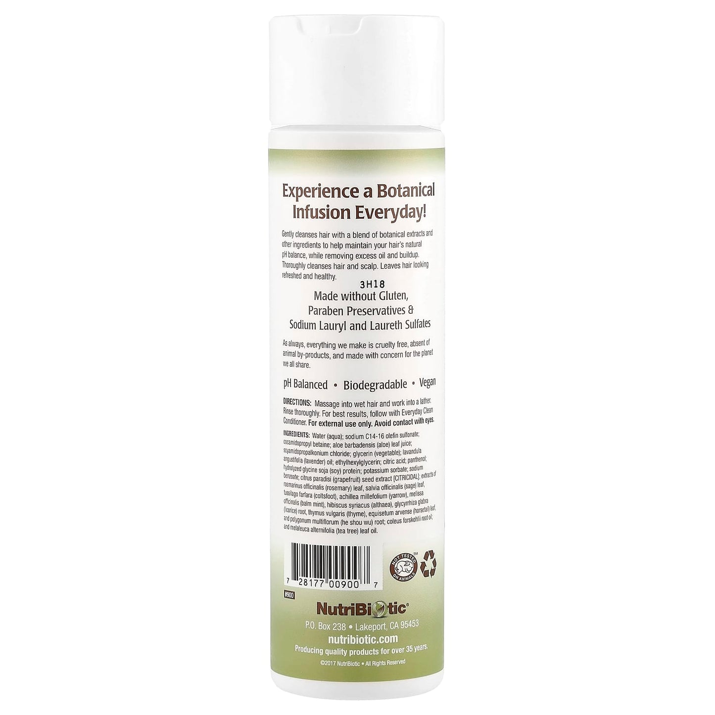 NutriBiotic, Everyday Clean Shampoo, Botanical Blend with Grapefruit Seed Extracts, 10 fl oz (296 ml) - Image 2