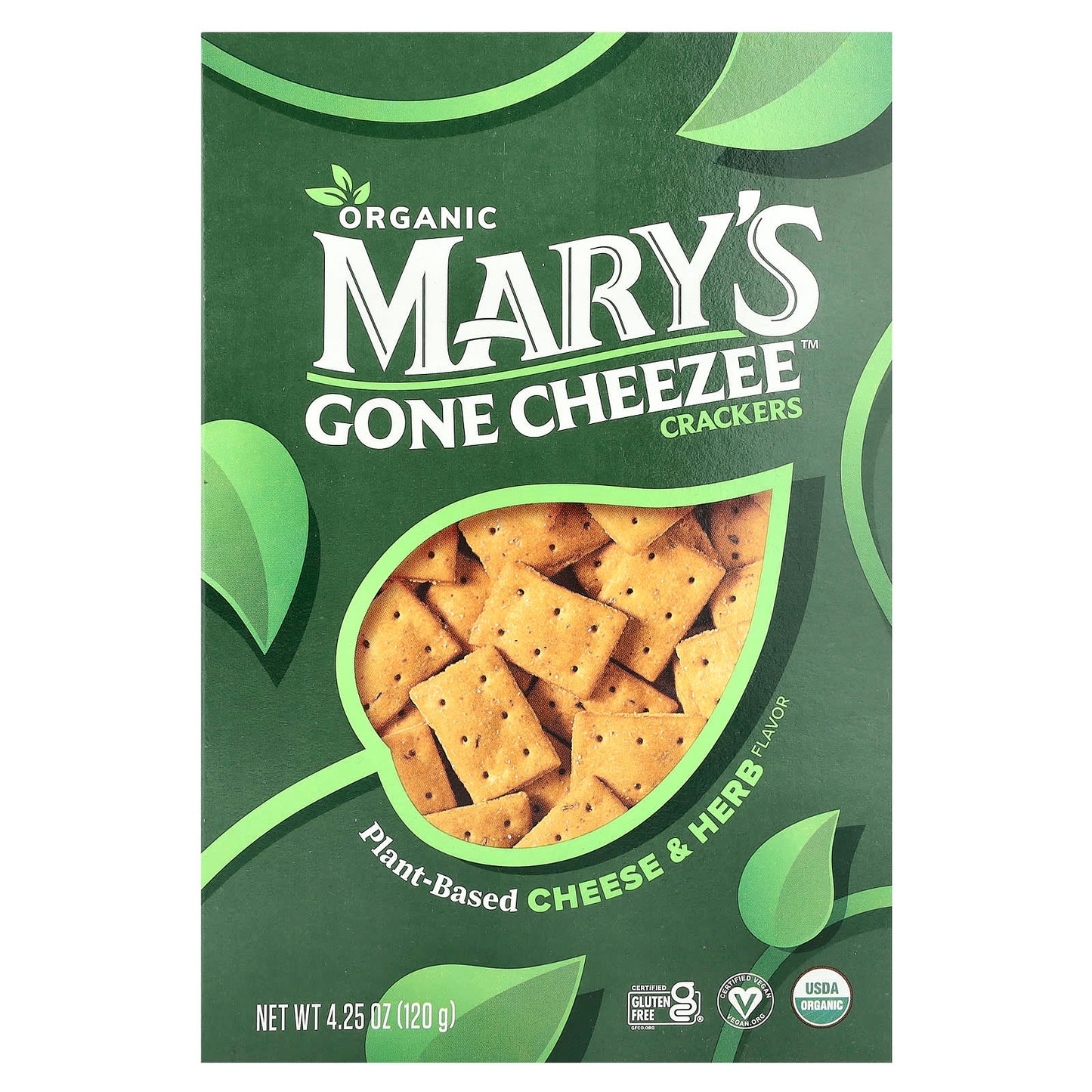 Mary's Gone Crackers, Mary's Gone Cheezee™ Crackers, Plant-Based, Cheese & Herb, 4.25 oz (120 g) - Image 1