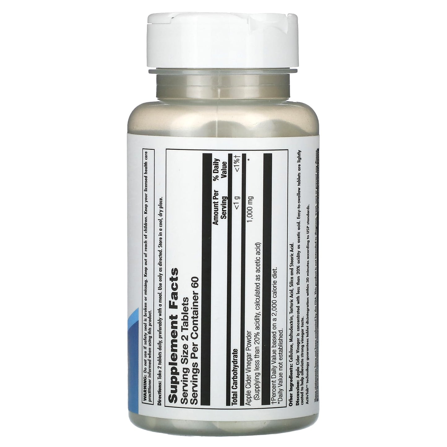 Apple Cider Vinegar Dietary Supplement Tablets by KAL - 120 Count - Image 2