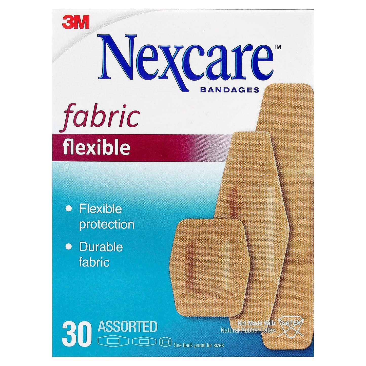 Nexcare, Flexible Fabric Bandages, Assorted, 30 Assorted Sizes - Image 1