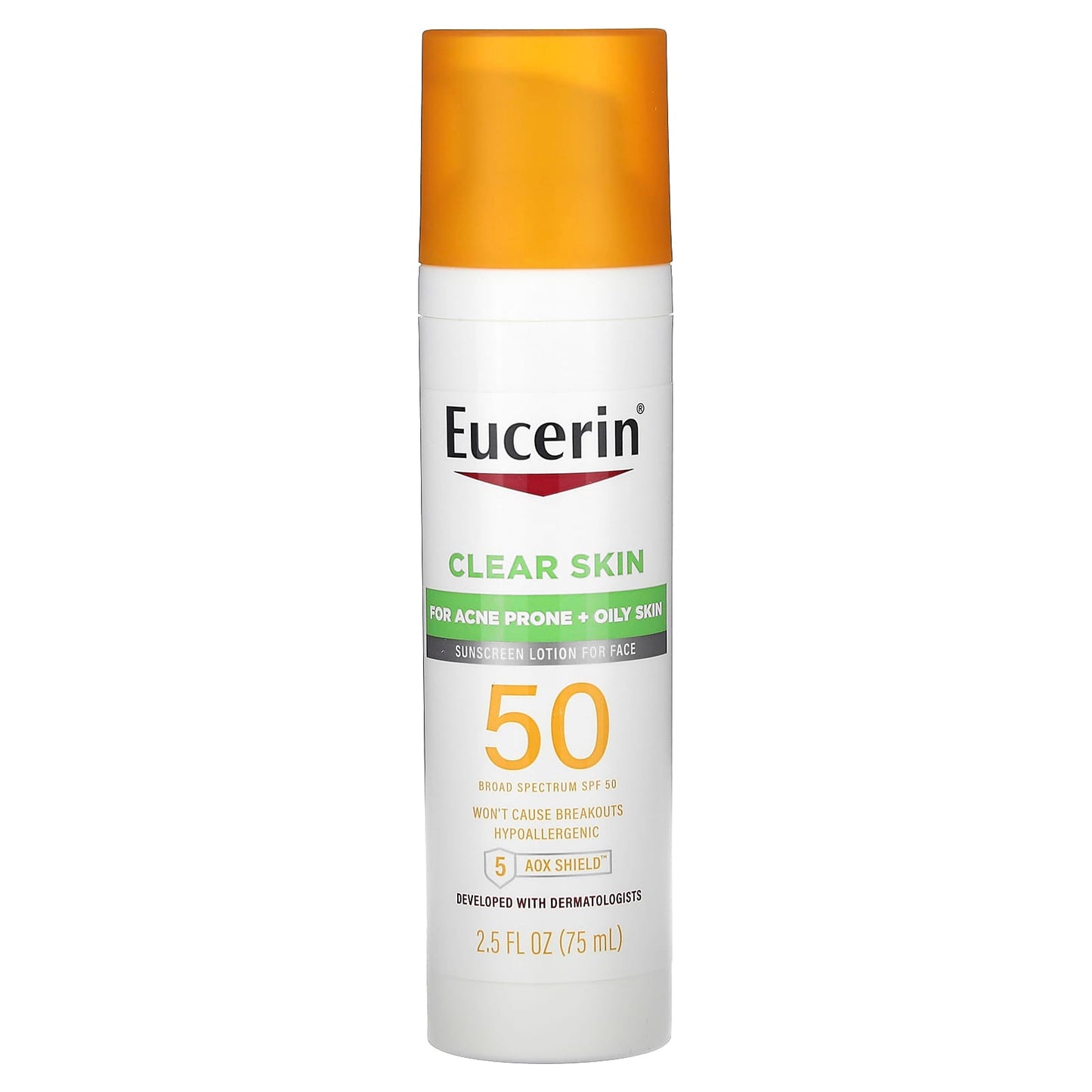 Eucerin Lightweight Sunscreen for Face, SPF 50, Fragrance Free, 2.5 fl oz - Image 1