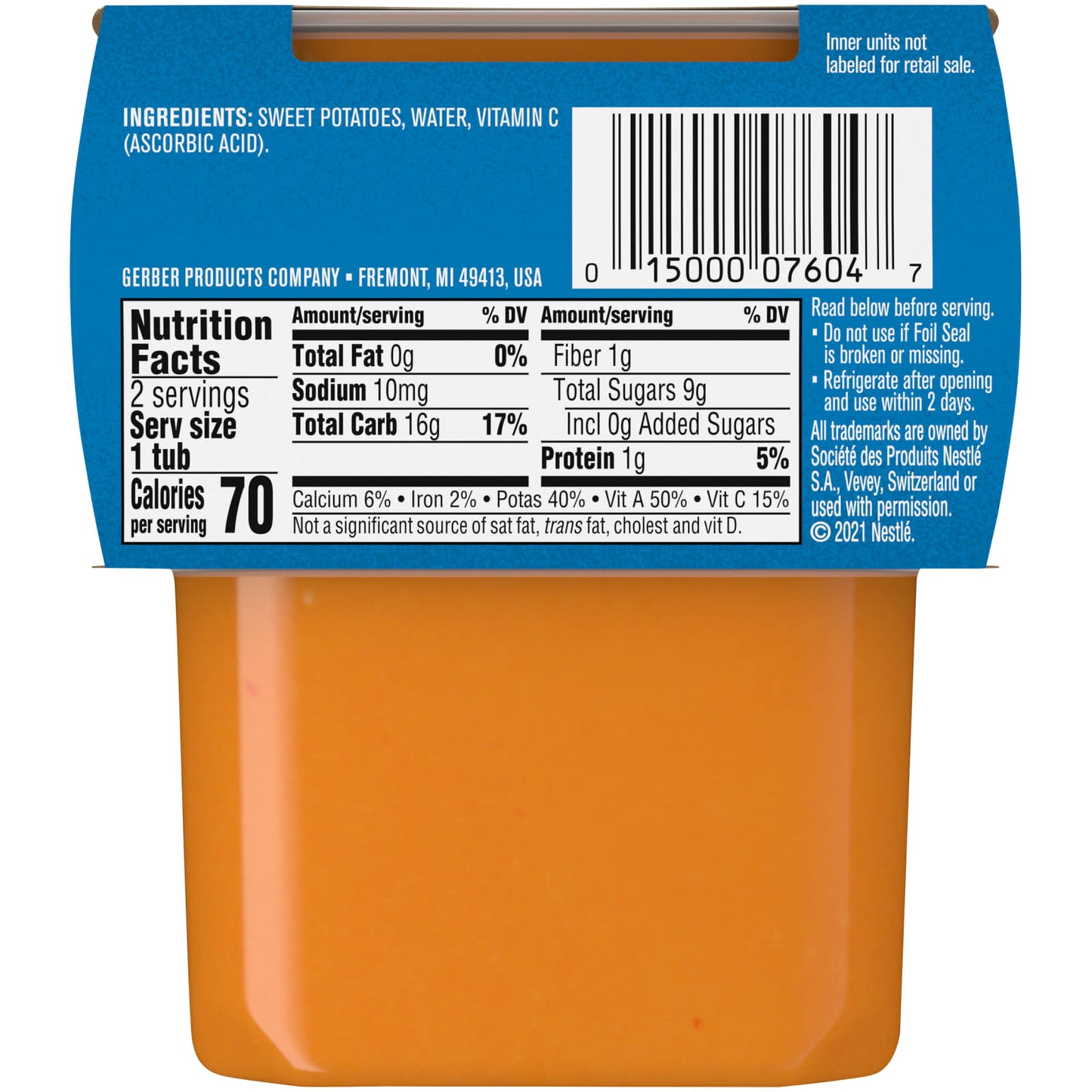 Gerber Natural Baby 2nd Foods Sweet Potato, 4 oz, 2 Pack, Non-GMO - Image 2