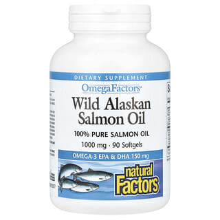 Wild Alaskan Salmon Oil Omega-3 Supplement by Natural Factors, 90 Softgels