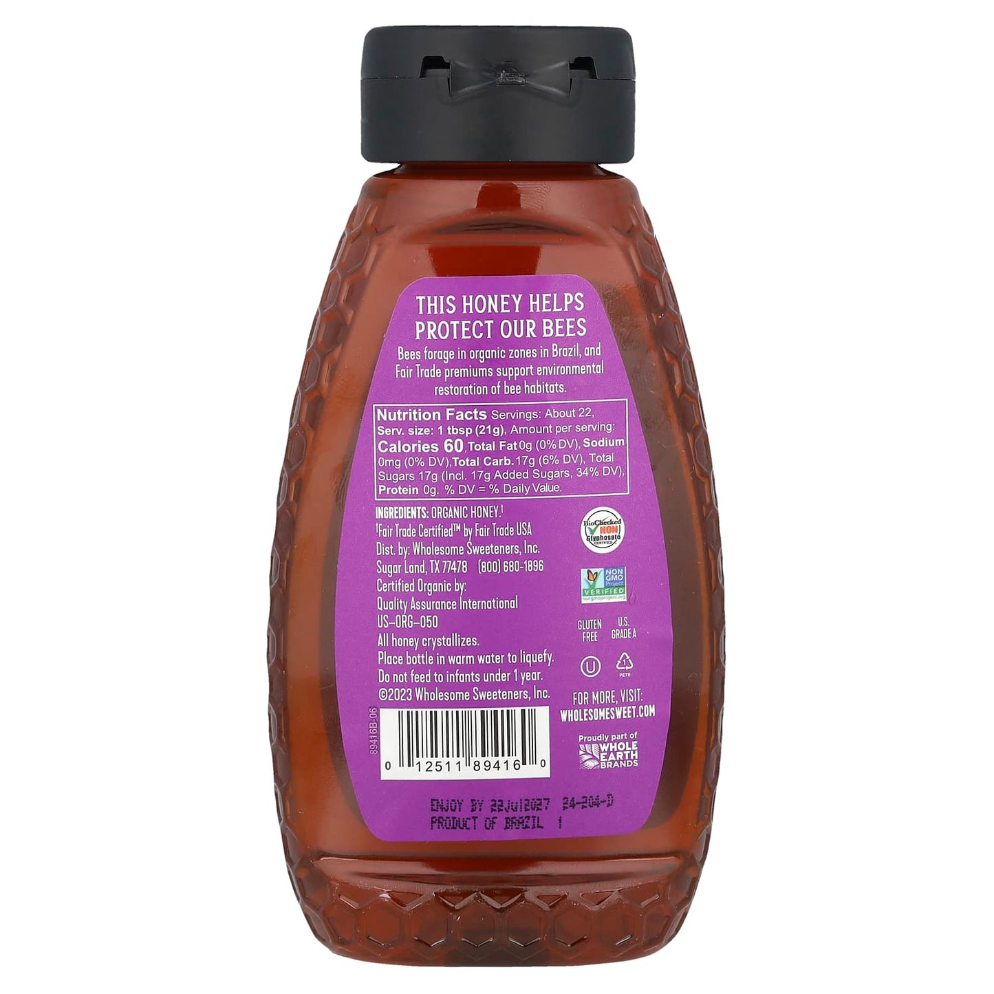 Wholesome Sweeteners, Raw + Unfiltered Organic Honey, 16 oz (454 g) - Image 2